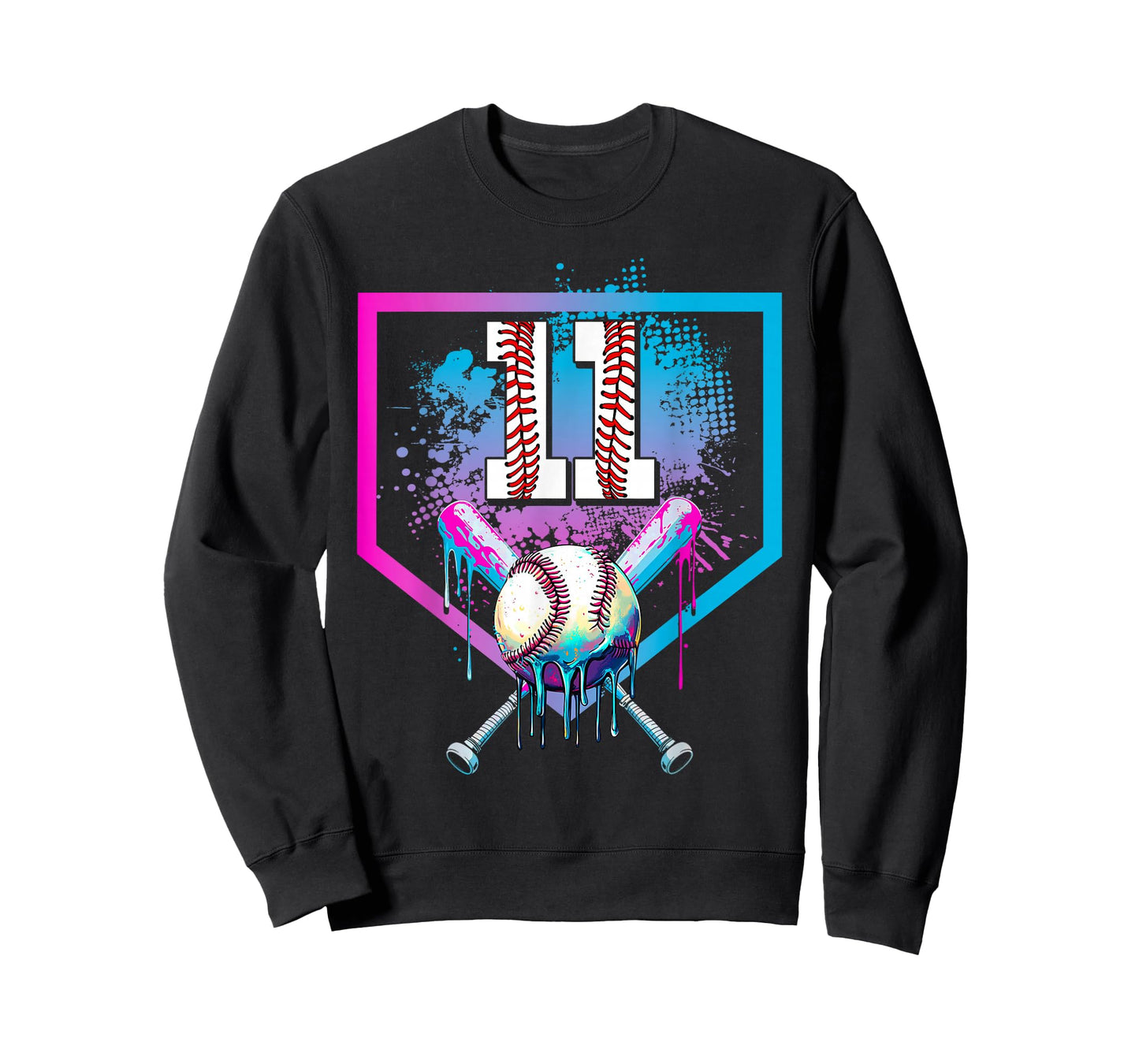 Baseball Drip 11th Birthday Home Plate Boy Youth 11 Year Old T-Shirt