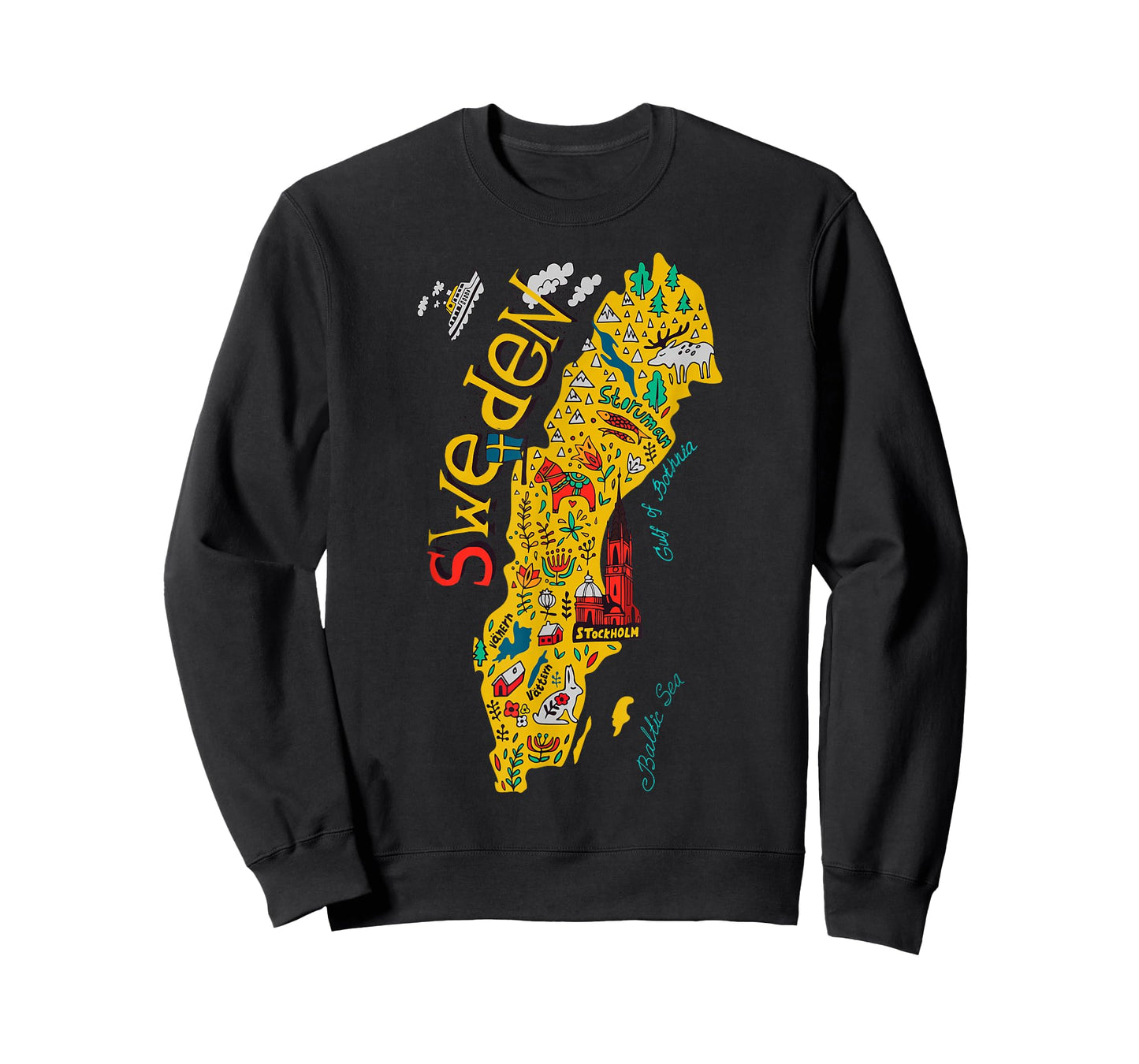Travel Europe Sweden Map Stockholm Swedish Family Vacation T-Shirt