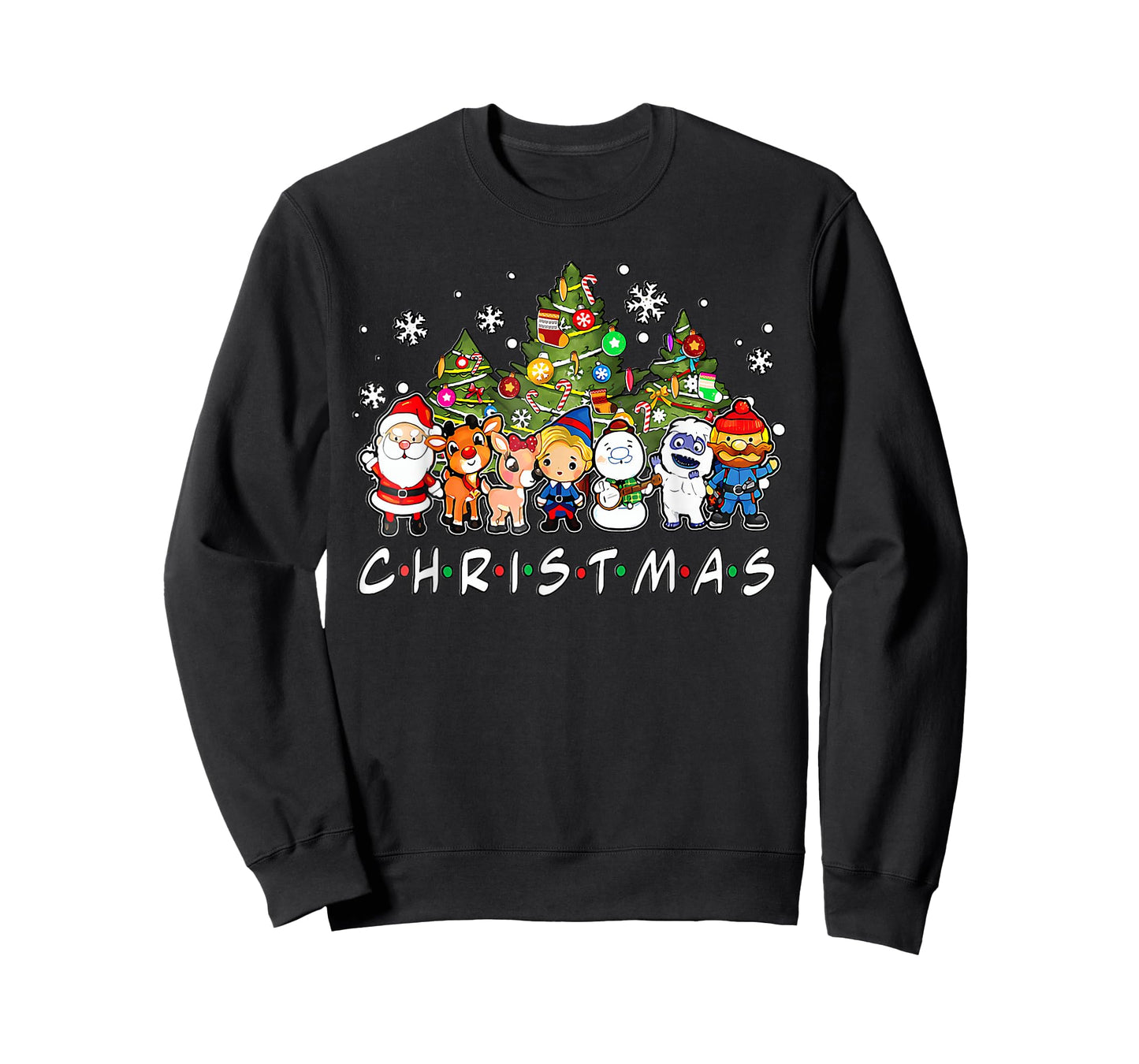 Christmas Santa Friends Rudolph Snowman Family Xmas Pajamas T-Shirt
