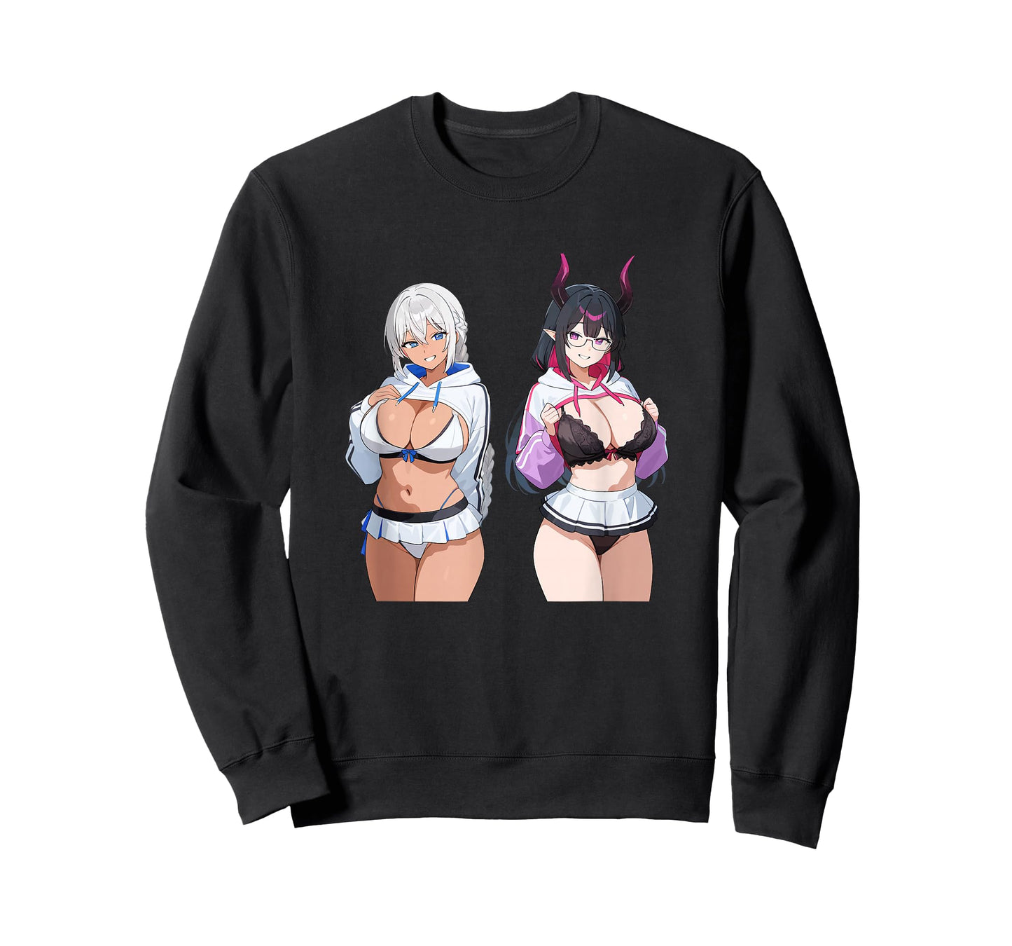 Waifu Sexy Anime Girl Horns Mini Skirt Japanese Retro Art T-Shirt