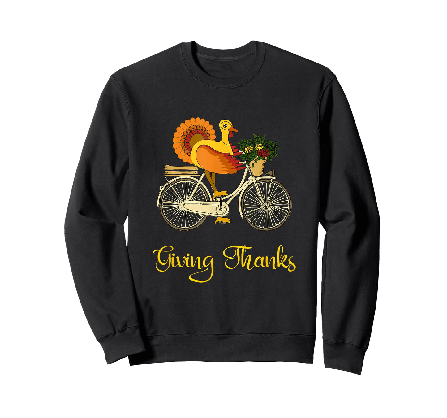 Giving Thanks Vintage Thanksgiving Turkey Riding Bicycle T-Shirt