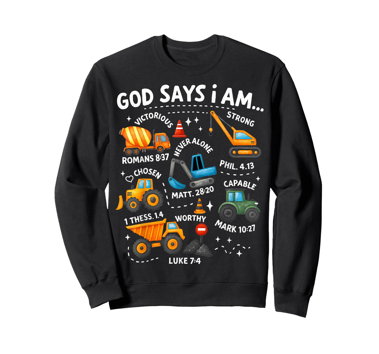 God Says I Am Christian Bible Verses Boys Construction Truck T-Shirt