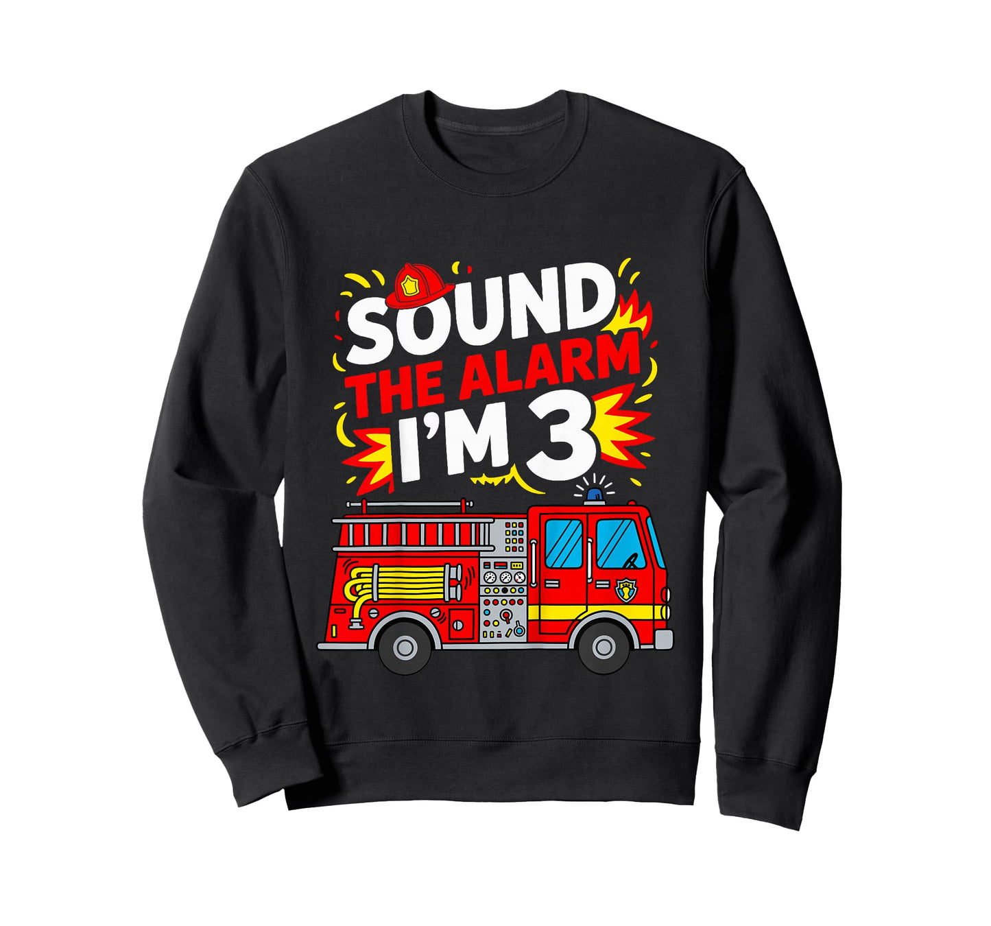 3 Year Old Birthday Sound The Alarm I’m 3 Boys Fire Truck T-Shirt