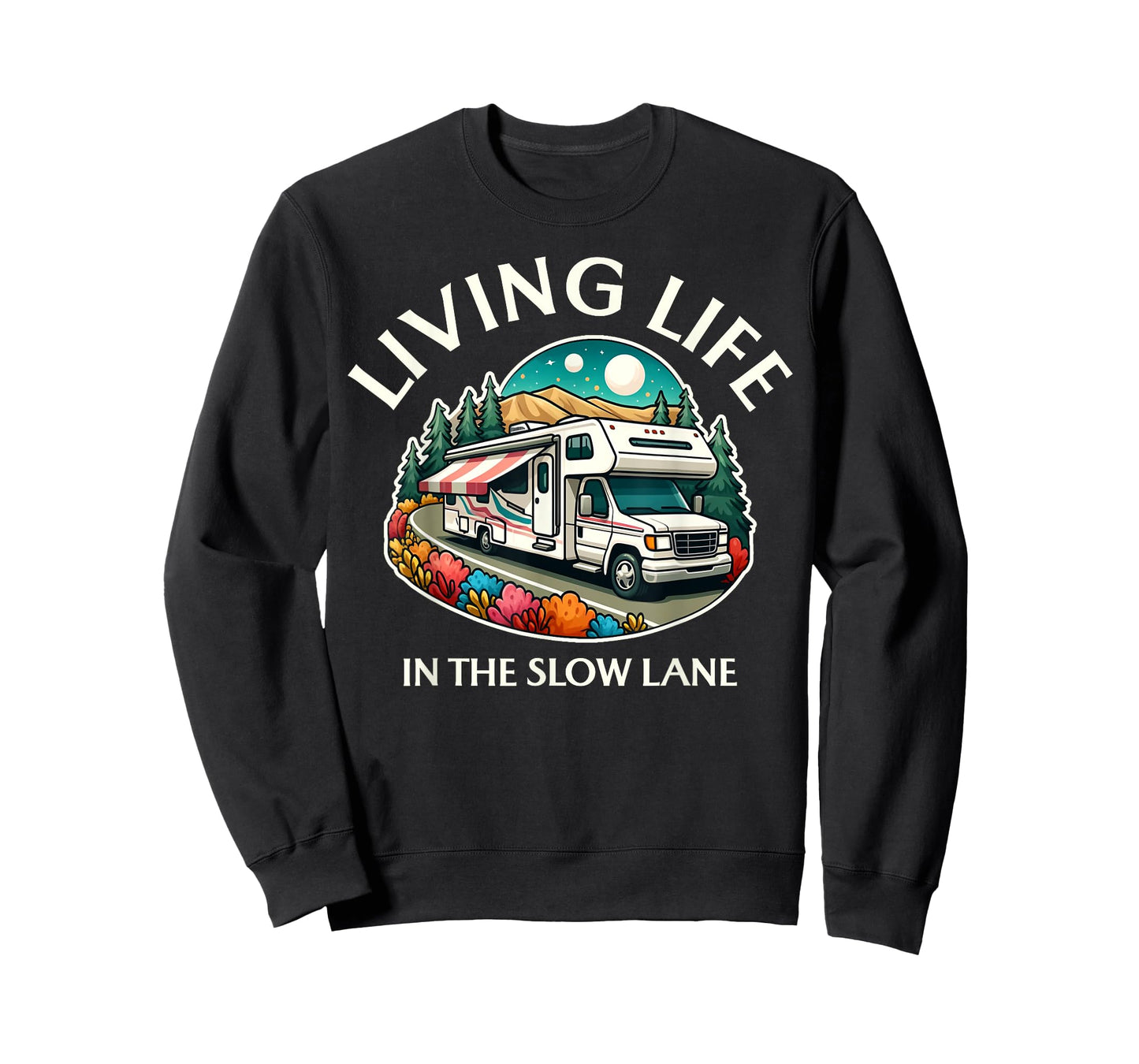 Funny Living Life Slow Lane RV Motorhome Camper Camping T-Shirt