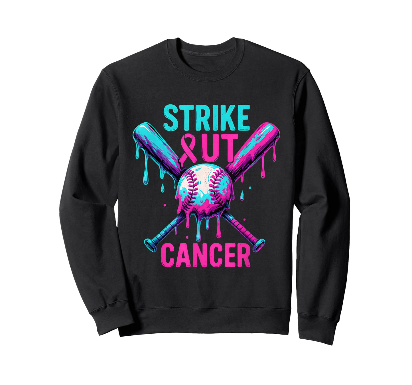 Strike Out Breast Cancer Baseball Drip Ice Cream Drip T-Shirt