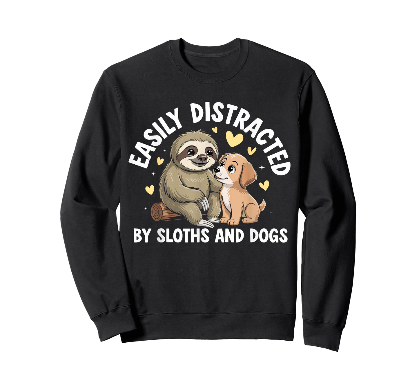 Funny Easily Distracted by Sloths and Dogs T-Shirt