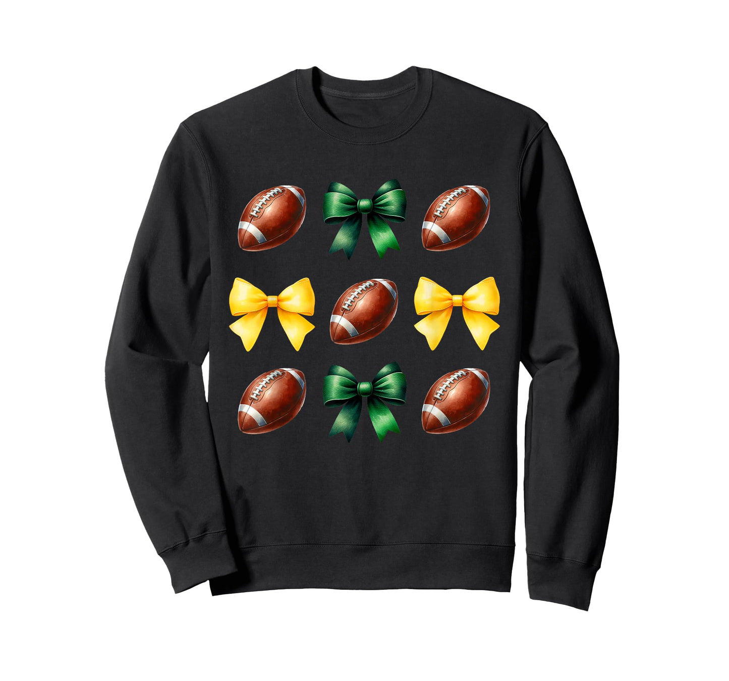 Green & Yellow Gold Footballs & Bows Fall Football Season T-Shirt
