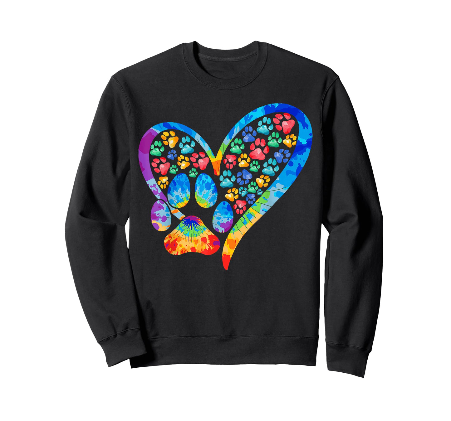 Tie Dye Love Dog Paw Print Heart Animal Lover T-Shirt