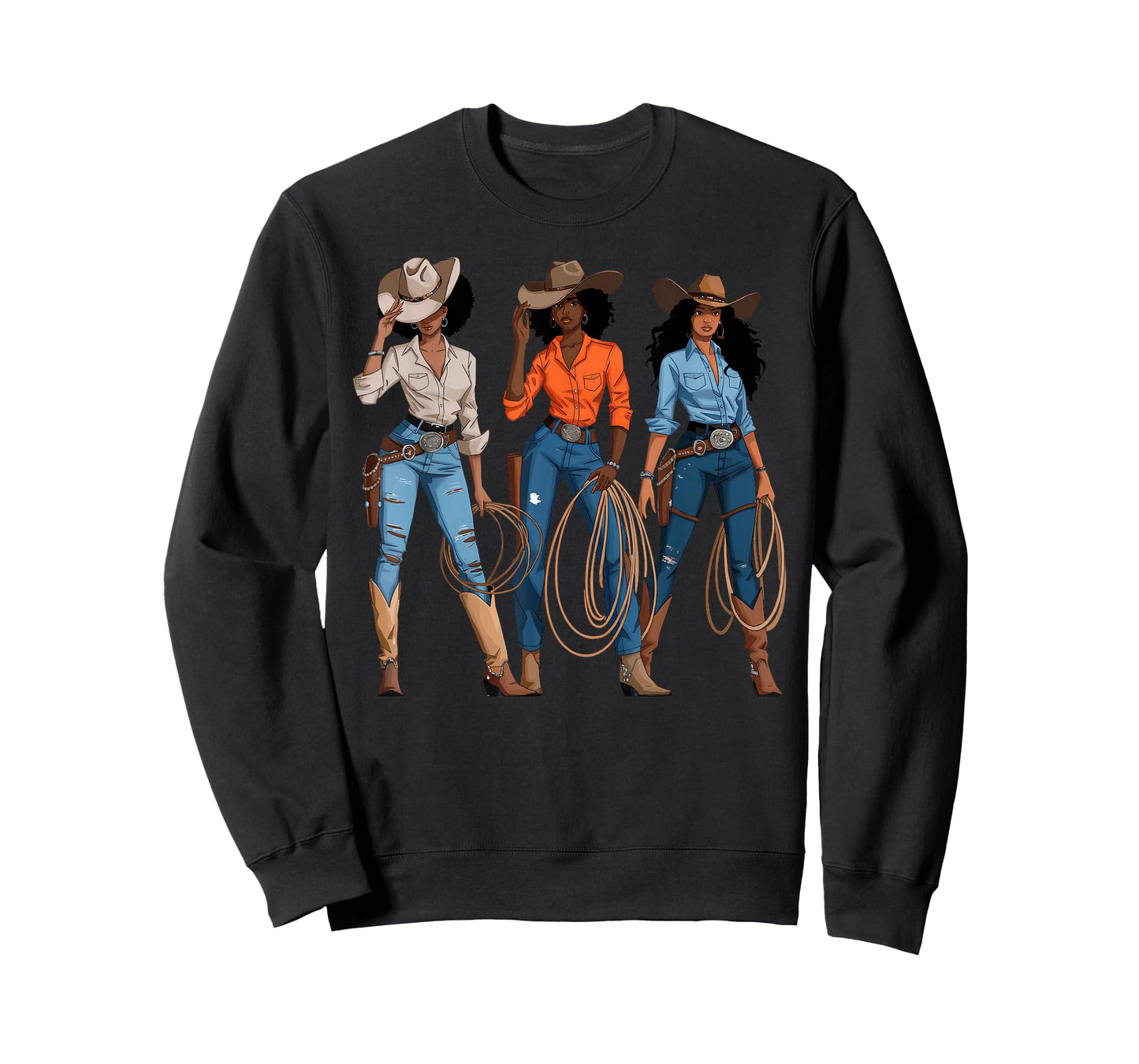 Black African American Cowgirl Western Country Rodeo T-Shirt