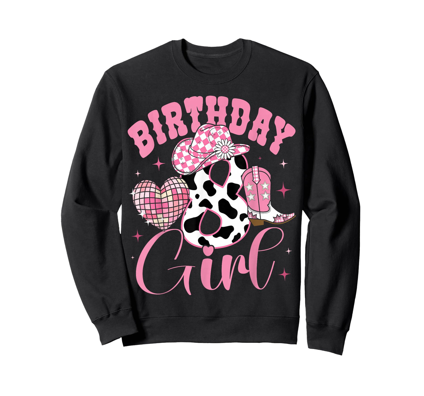Happy 8th Birthday Girl Outfit Rodeo Western Cowgirl Cowboy T-Shirt