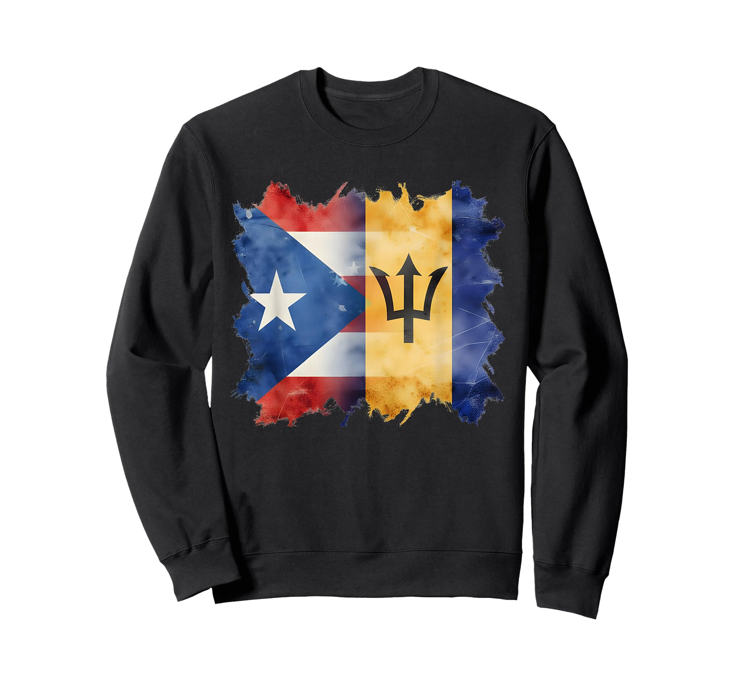 Half Puerto Rican and Barbadian Flag Boricua Roots Combine T-Shirt