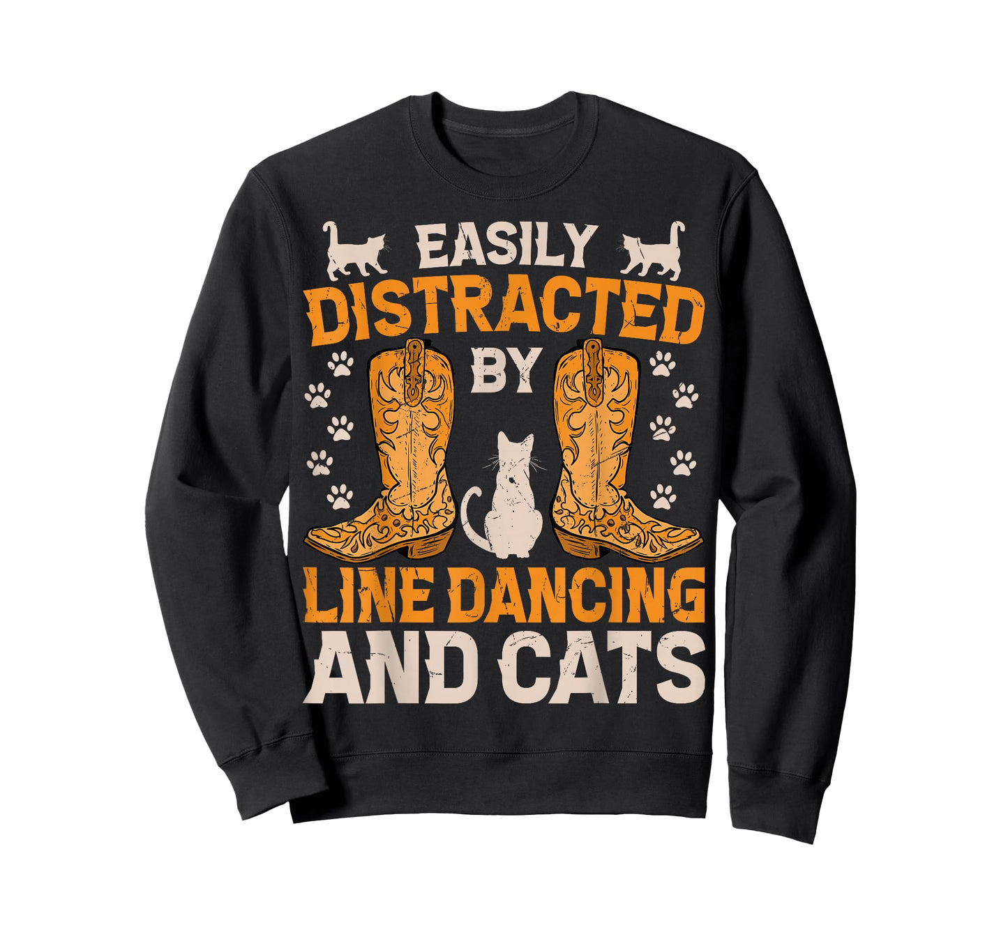 Easily Distracted by Line Dancing and Cats Funny Line Dance T-Shirt