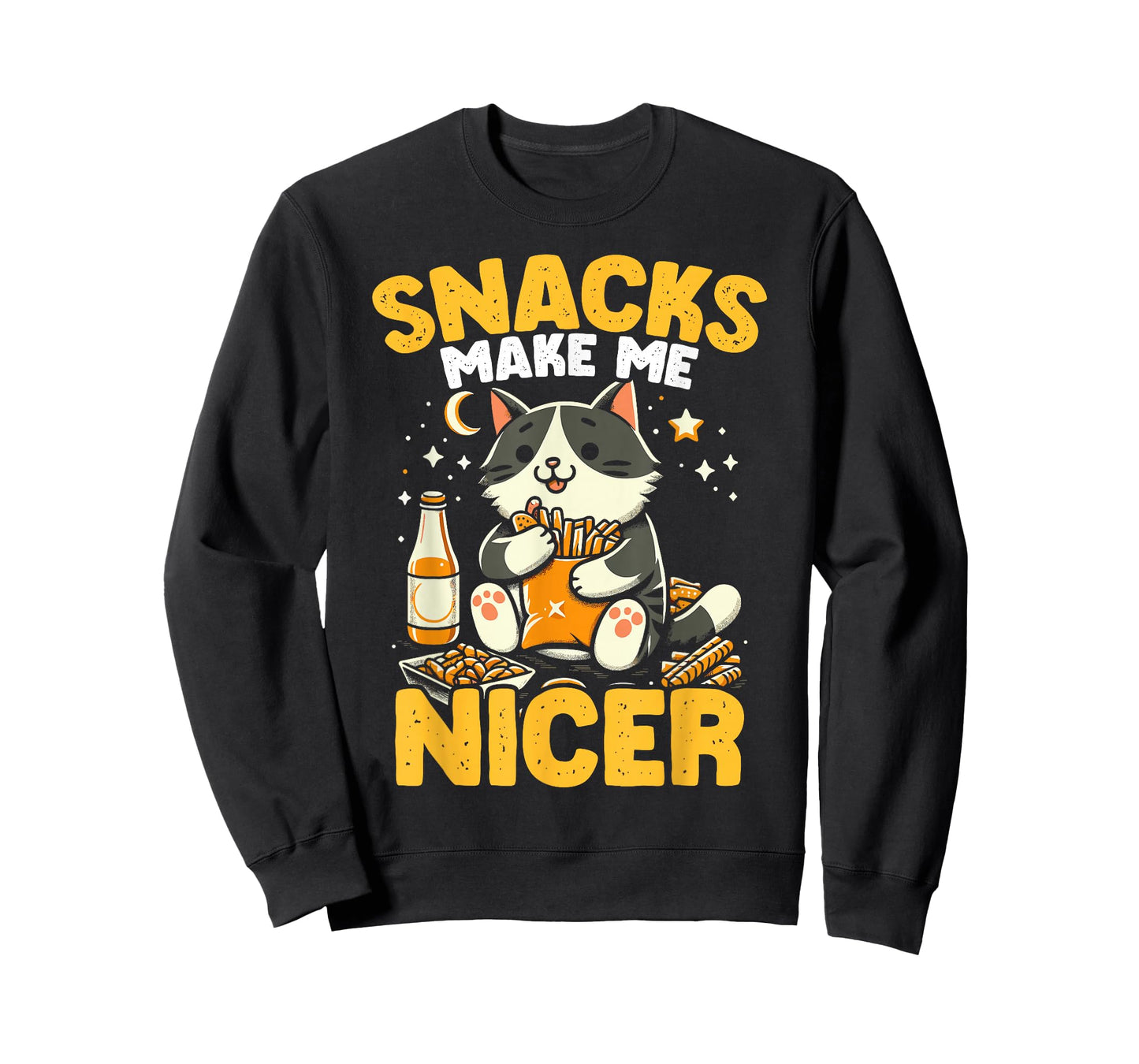 Snacks Make Me Nicer Cat Lover Snack Lover Humor Junk Food T-Shirt