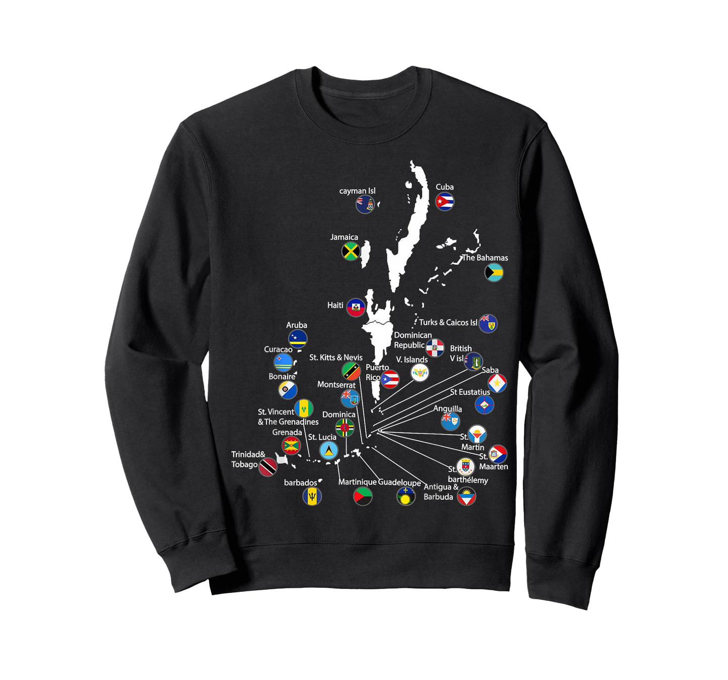 Caribbean islands Flags & map, Caribbean sea vacations T-Shirt