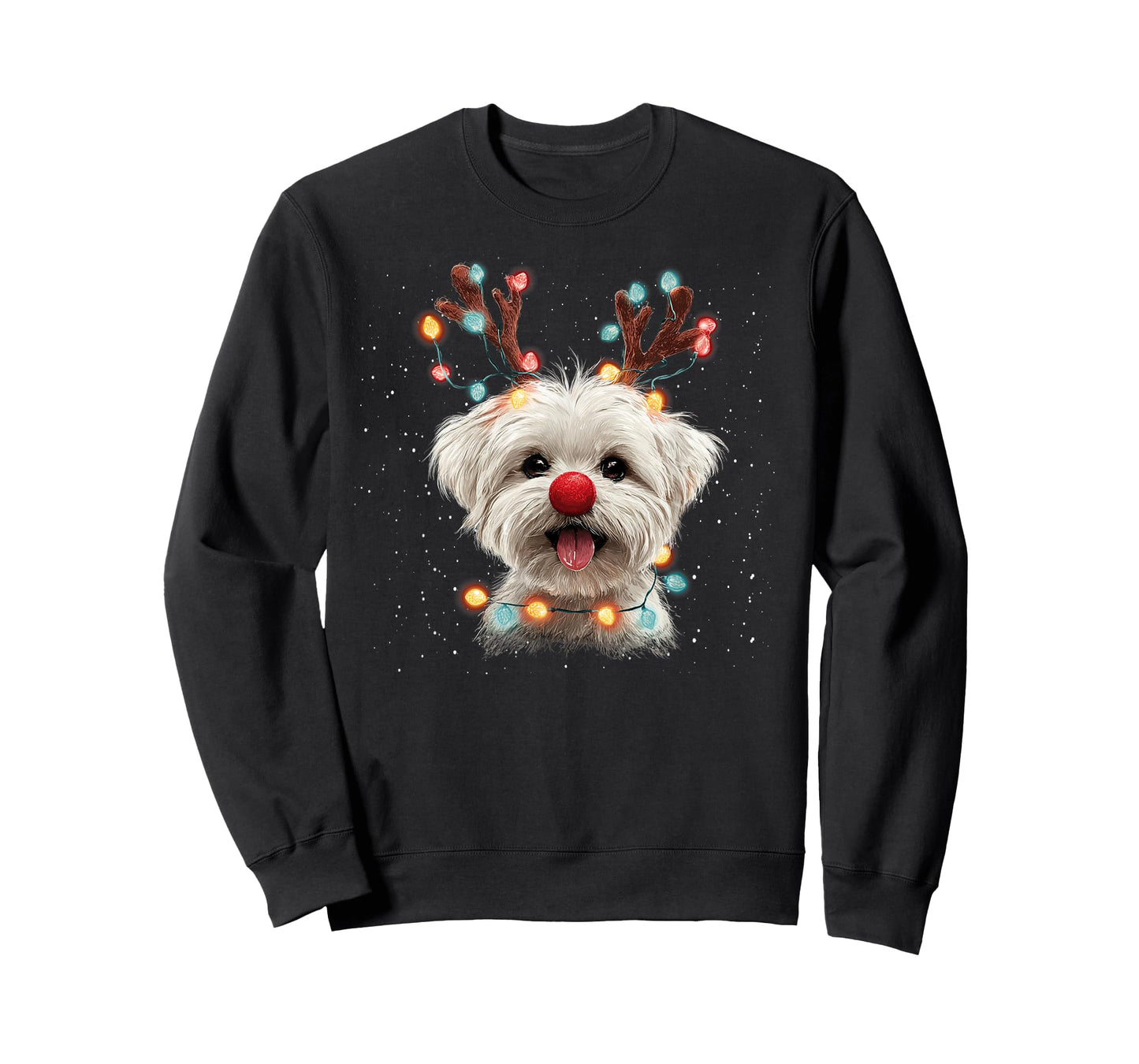 Cute Maltese Dog Reindeer Christmas T-Shirt