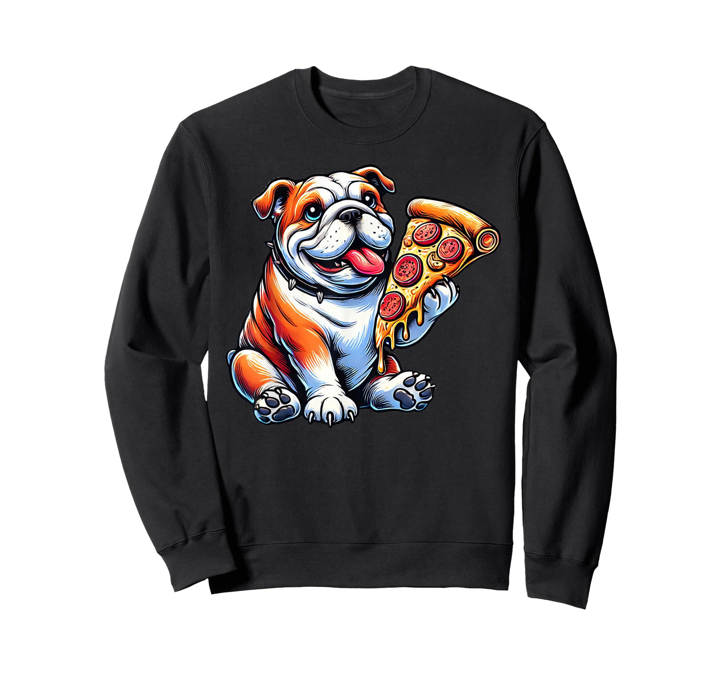 Cute English Bulldog Dog Eating Pizza T-Shirt