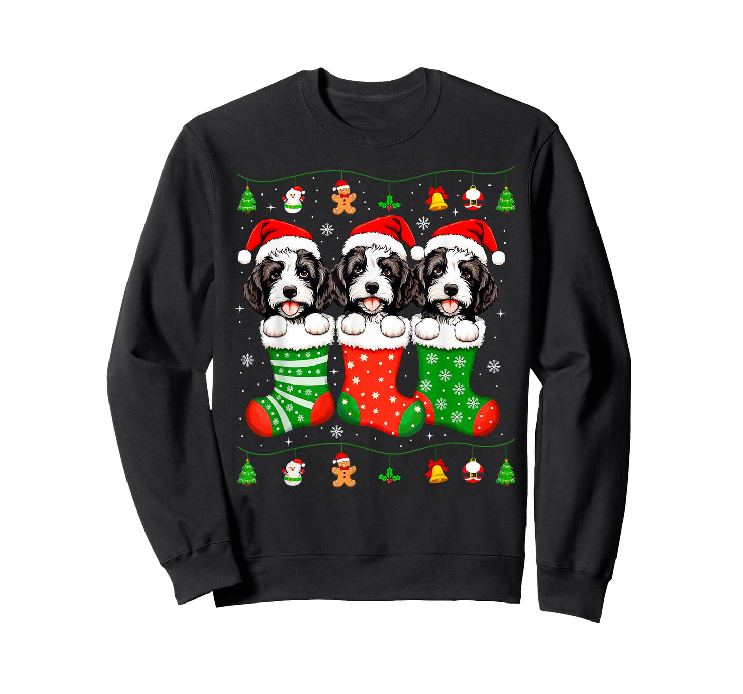 Bernedoodle Dog Christmas Pajamas Funny Xmas Dog Lover T-Shirt