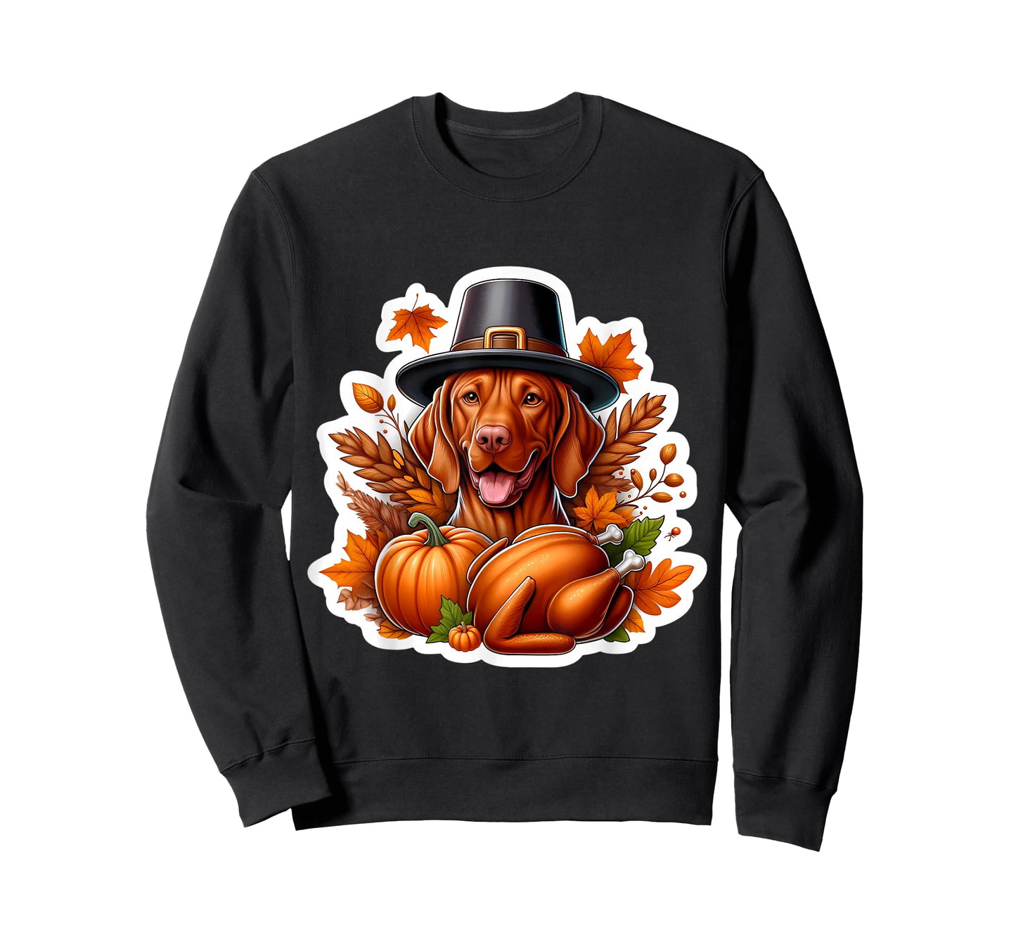 Thanksgiving Vizsla Dog Owner Lover Funny Pilgrim Turkey Mom T-Shirt