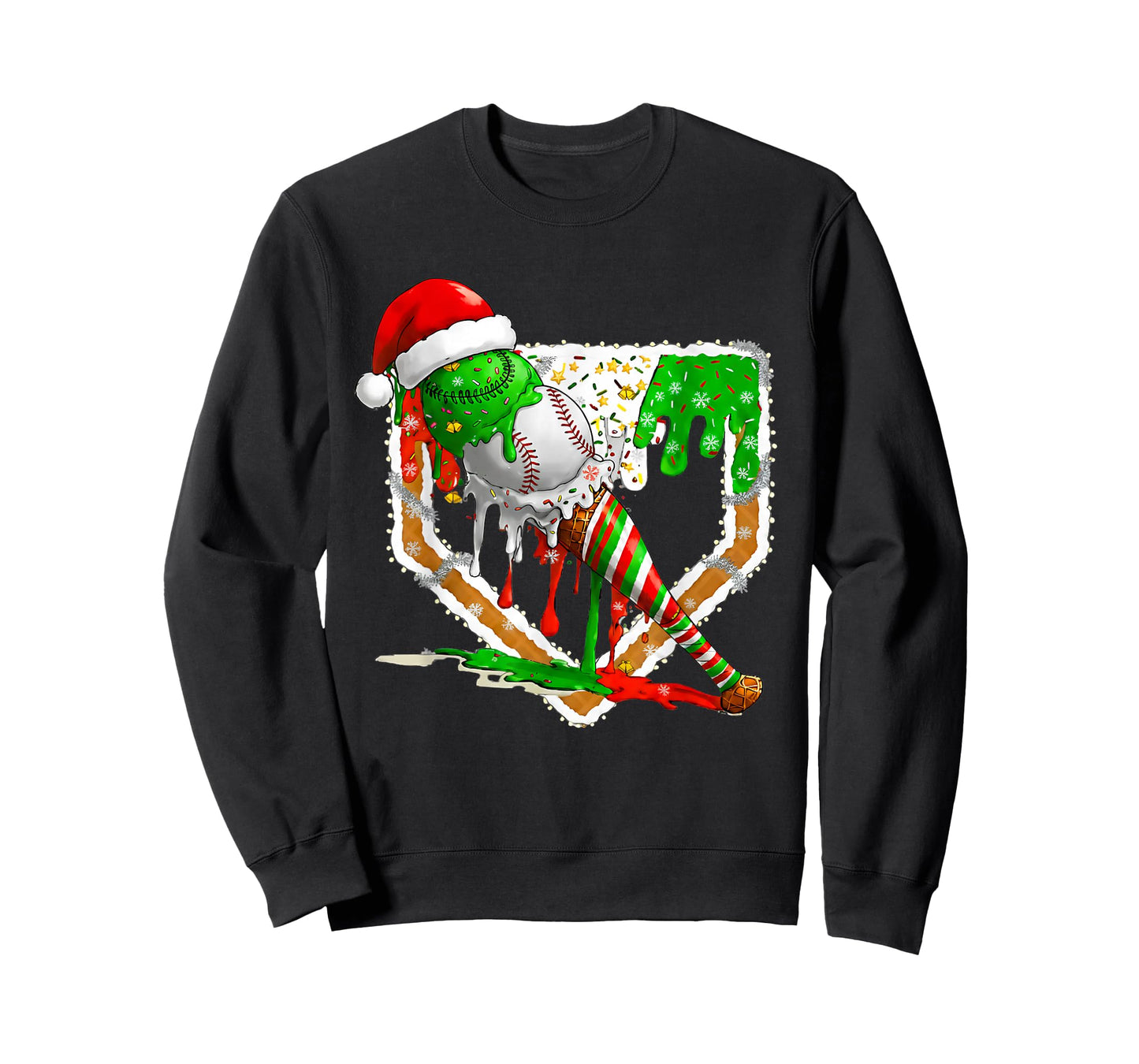 Baseball Xmas Christmas Baseball Ice Cream Drip Boys T-Shirt