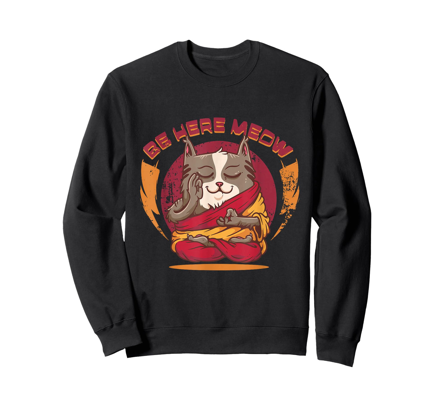Be Here Meow Cat Doing Yoga Cat Lover Meditation Cat Owner T-Shirt