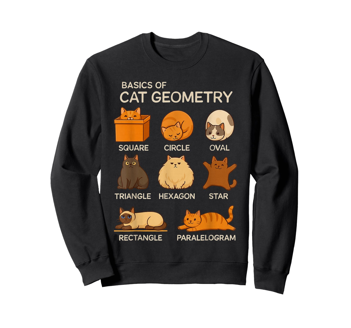 Basic Cat Geometry Cute Cat Cat Lover Cat Owner Math School T-Shirt