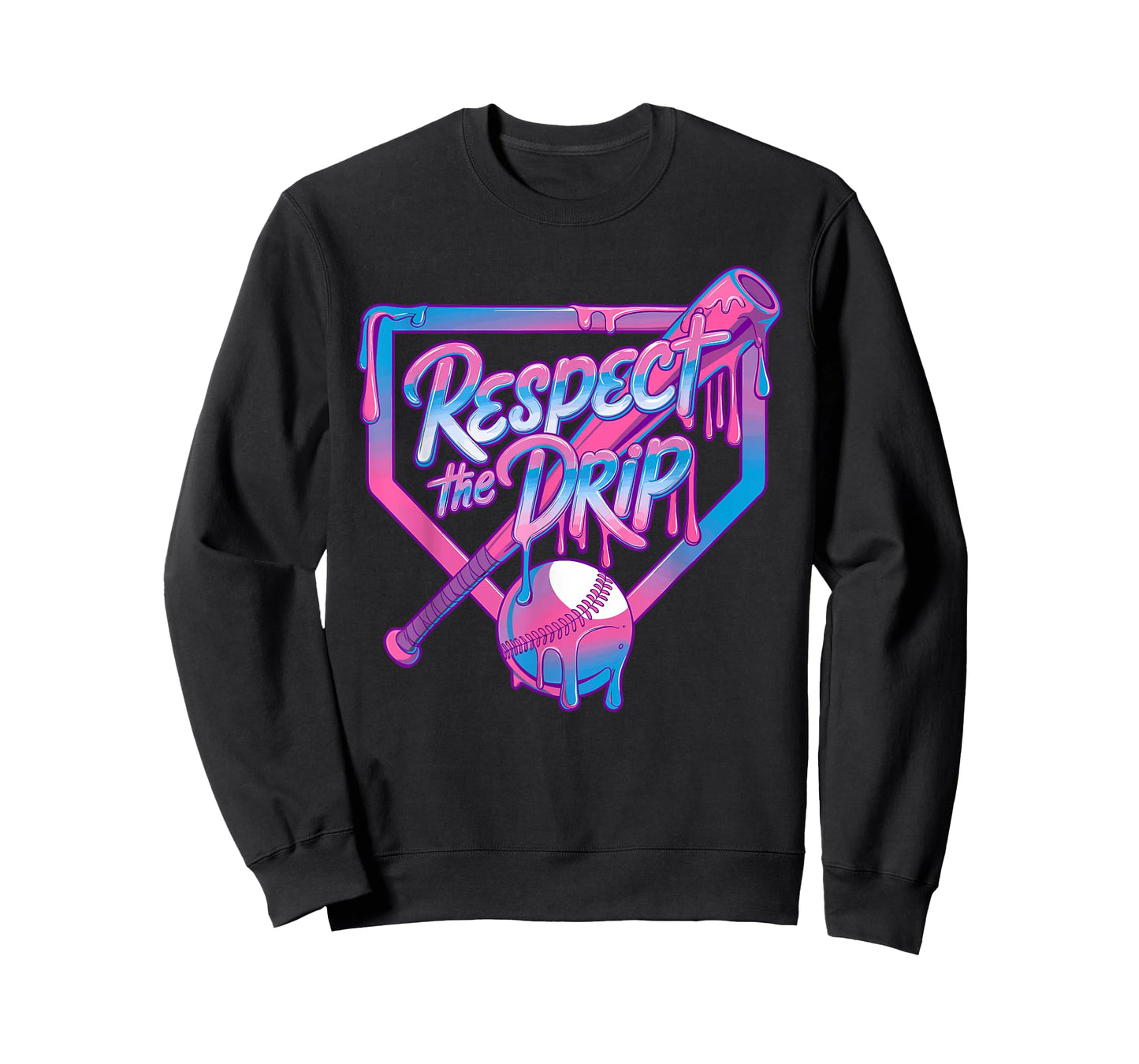 Respect The Drip Baseball Dripping Bat Home Plate Sports T-Shirt