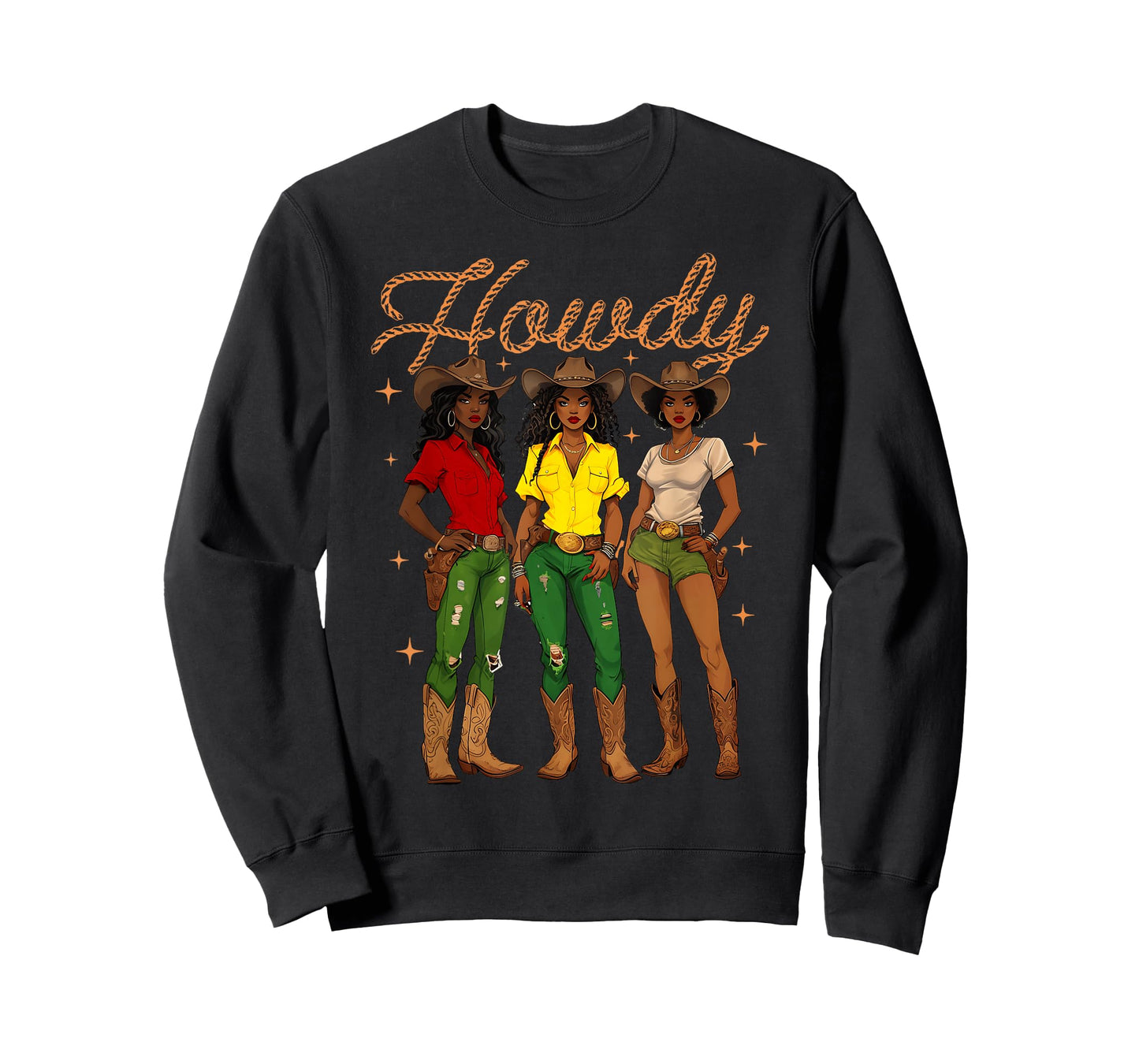 Howdy Black Cowgirl Women Western Rodeo Melanin Juneteenth T-Shirt