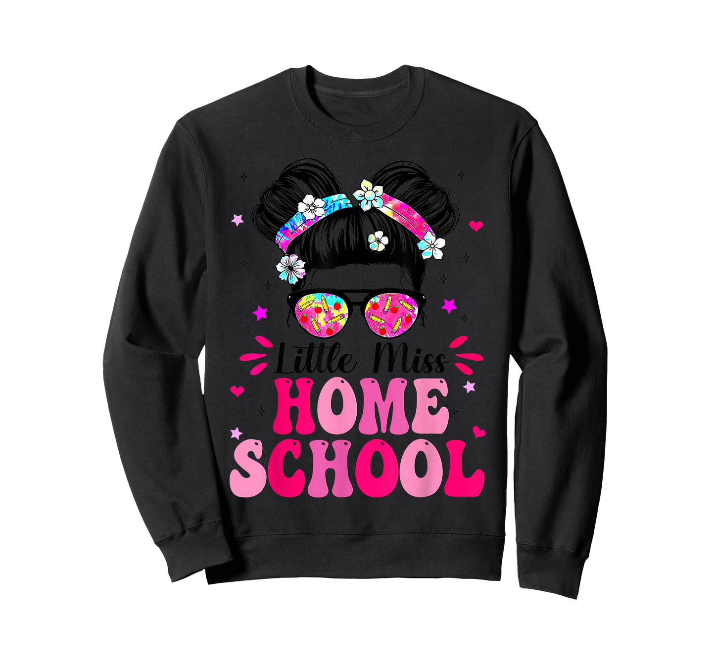 Kids Groovy Messy Bun Homeschool First Day Girls Toddlers T-Shirt