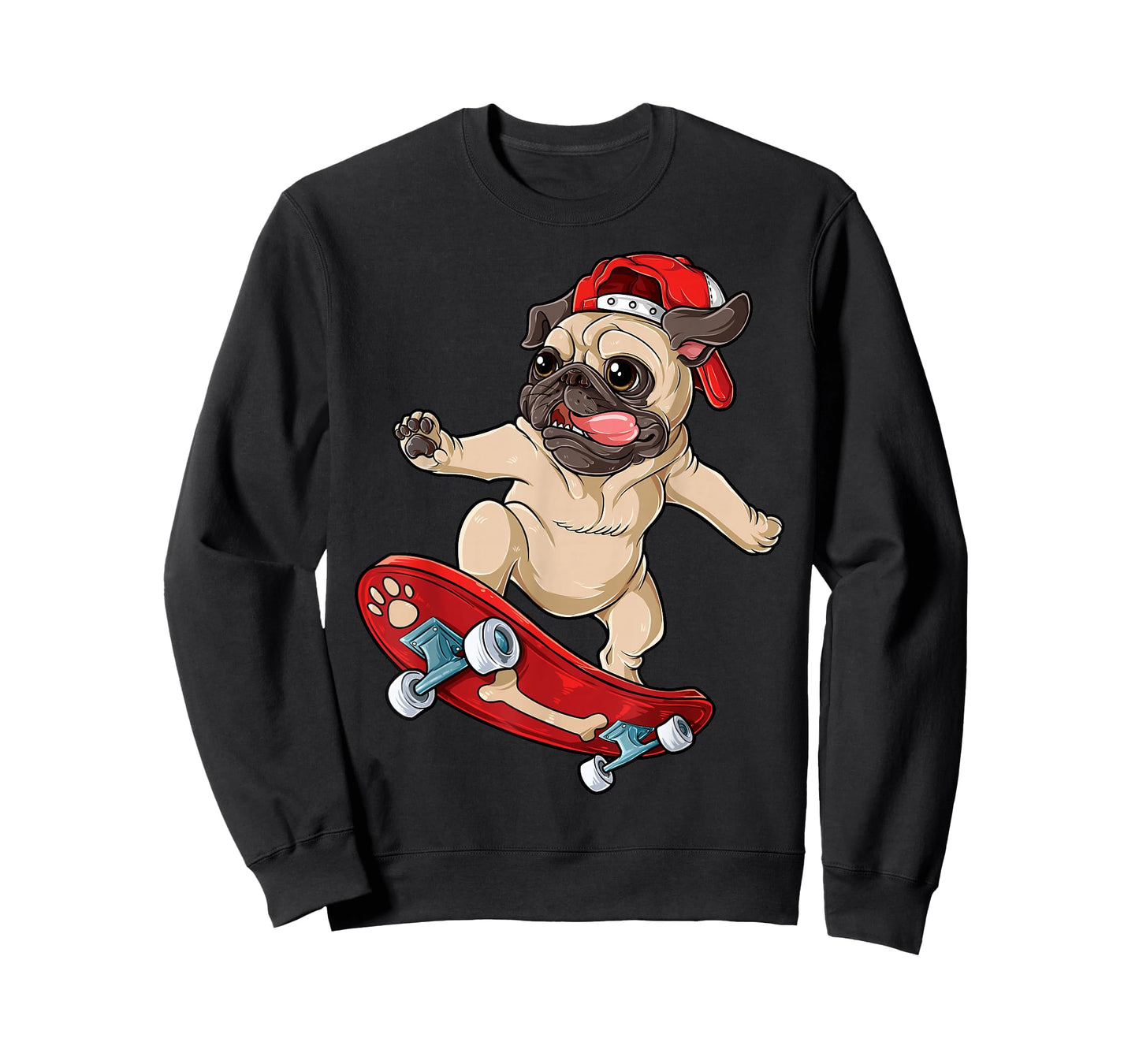 Pug Skateboard T shirt Dog Puppy Funny Skater Skateboarding T-Shirt for Men Women Girls Kids