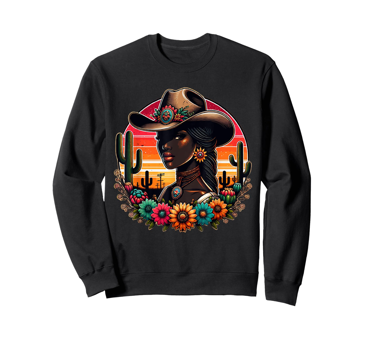 Black Cowgirl Western Rodeo Melanin Texas Woman Girl country T-Shirt