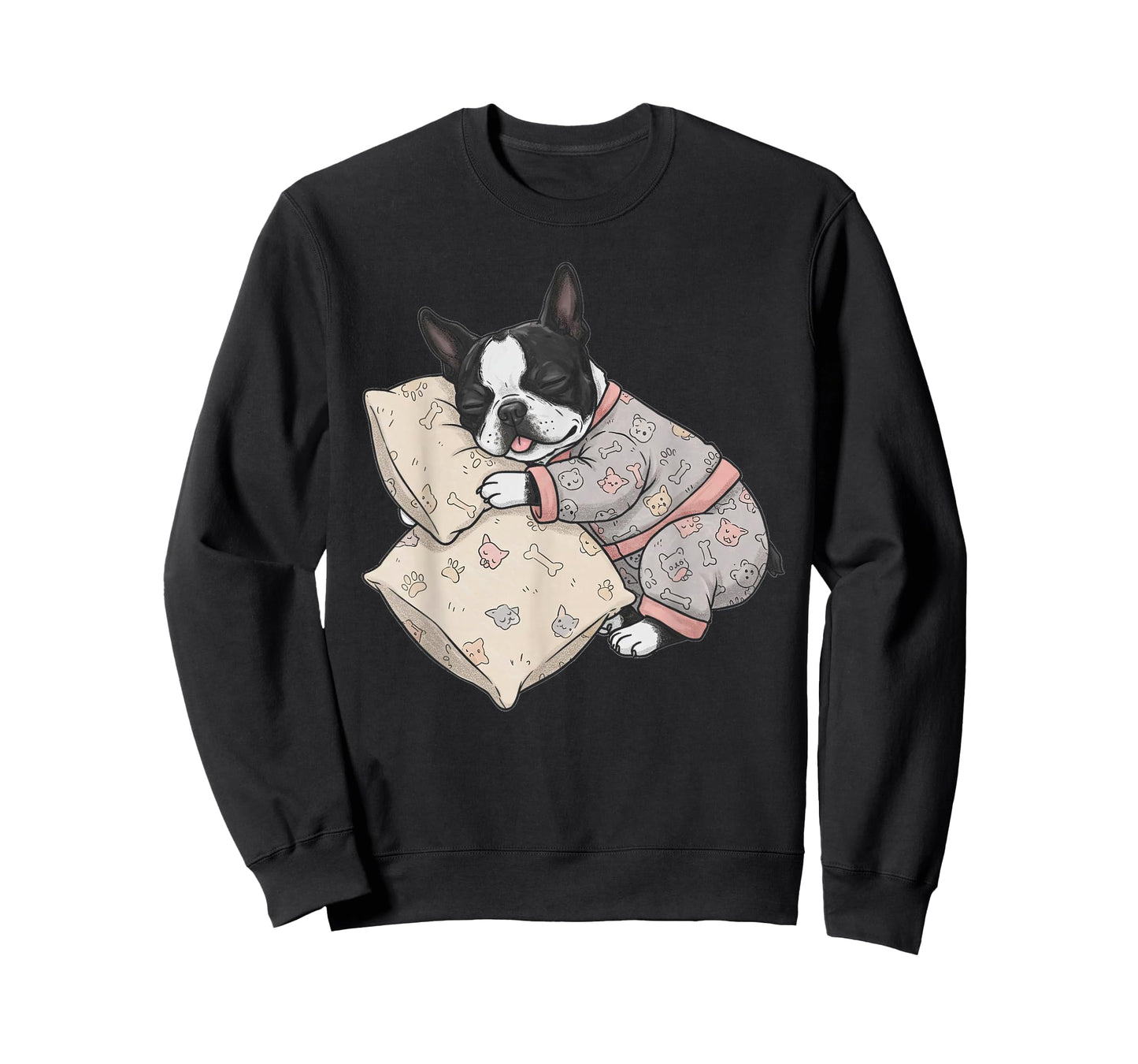 Funny Sleepy Boston Terrier Pajama Men Women Kids T-Shirt
