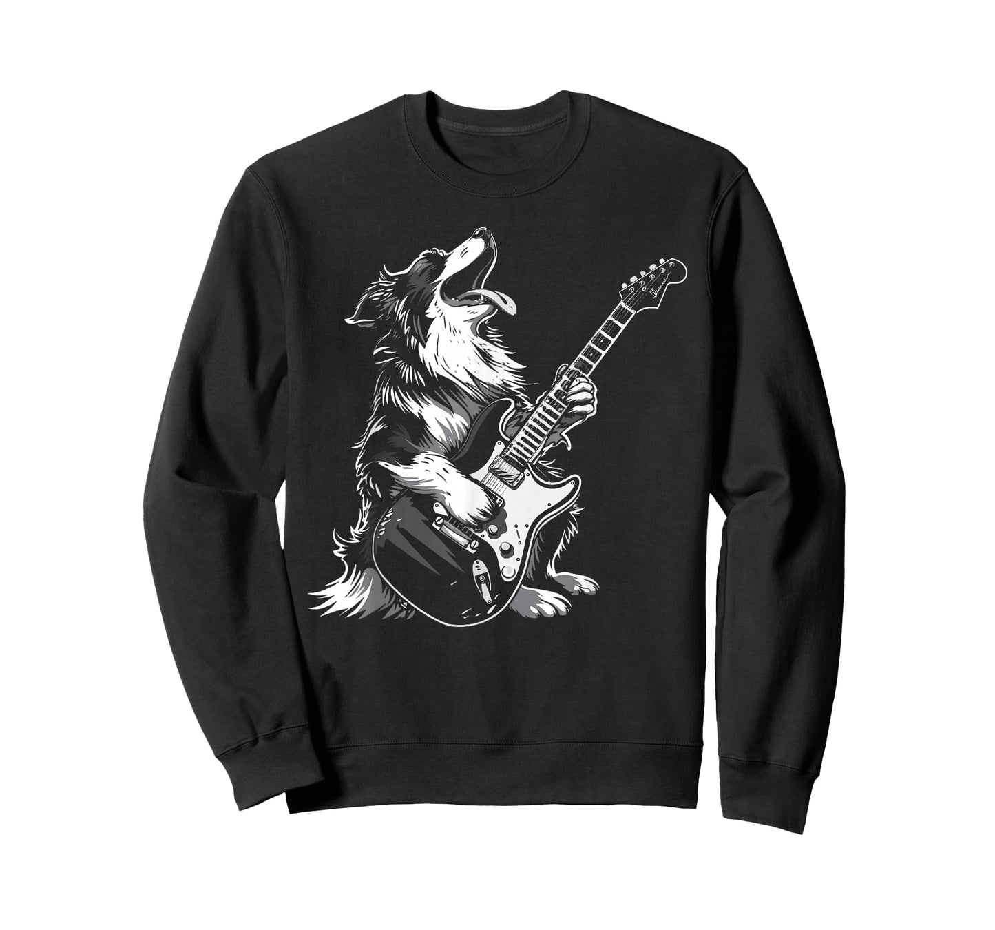 Dog Guitarist Guitar - Australian Shepherd Dad Mom T-Shirt