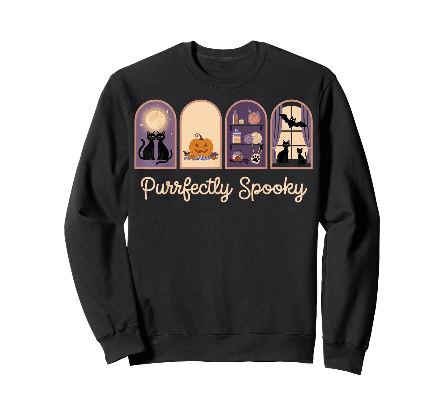 Cute Retro Halloween Cat Lover Purrfectly Spooky Black Cats T-Shirt