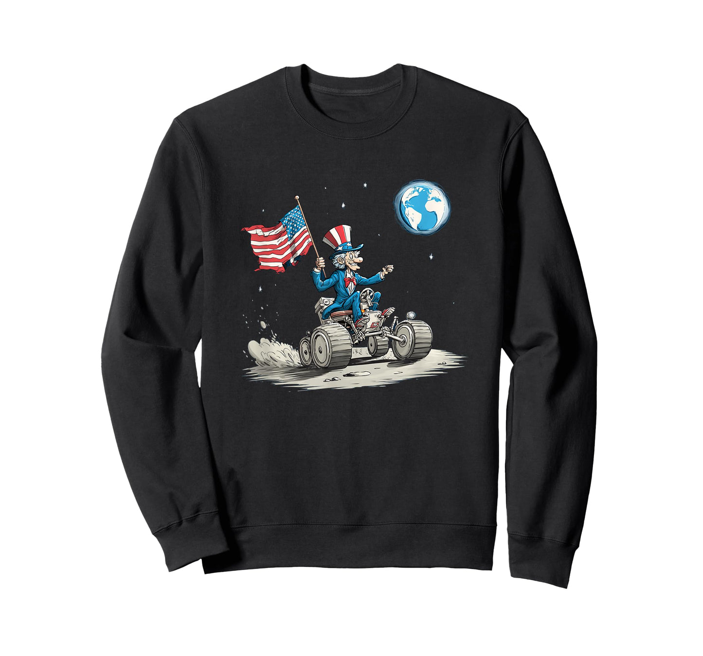 Awesome Space Vehicle on Moon with Earth T-Shirt