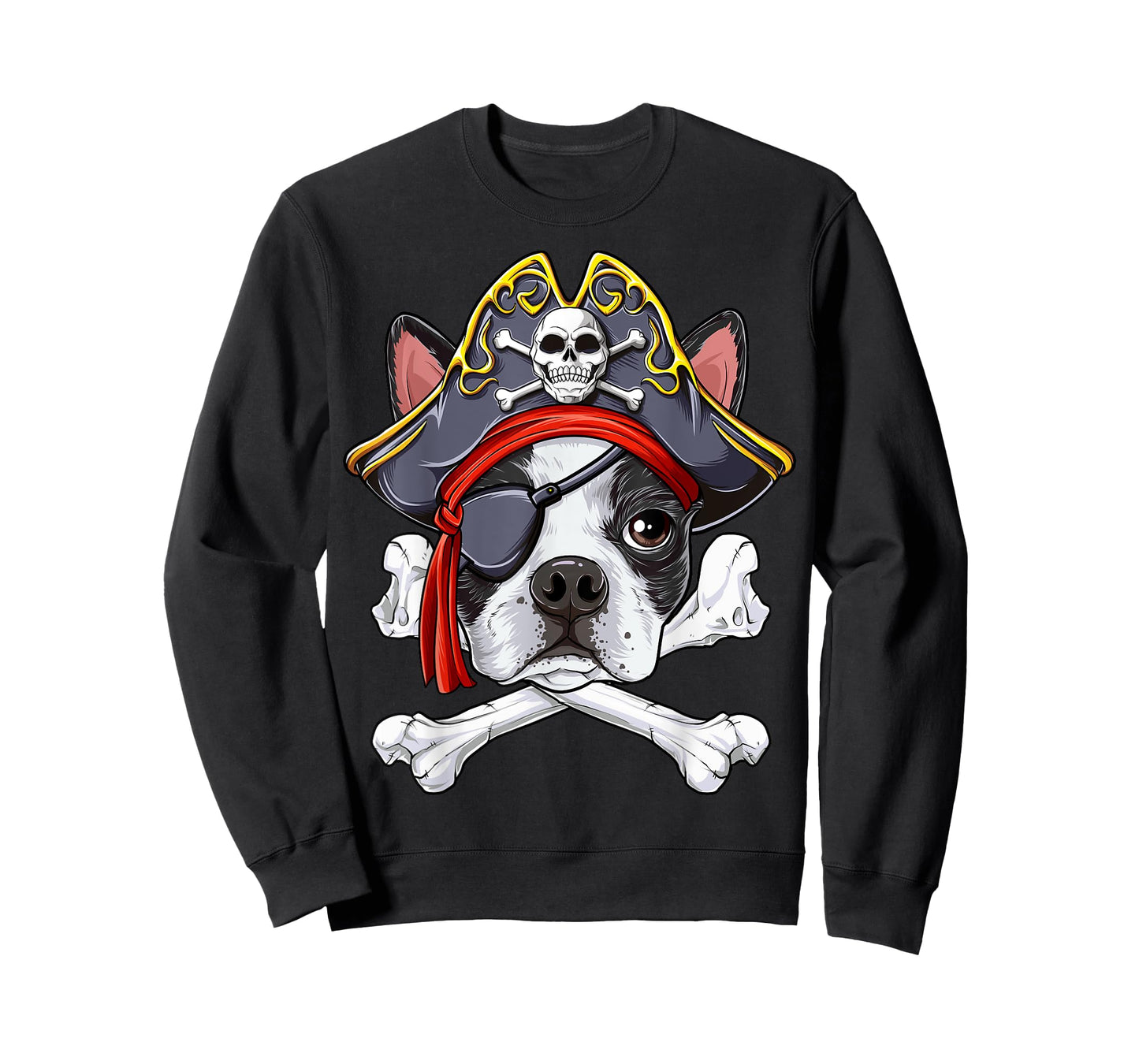 Boston Terrier Pirate T shirt Jolly Roger Crossbones Skull T-Shirt