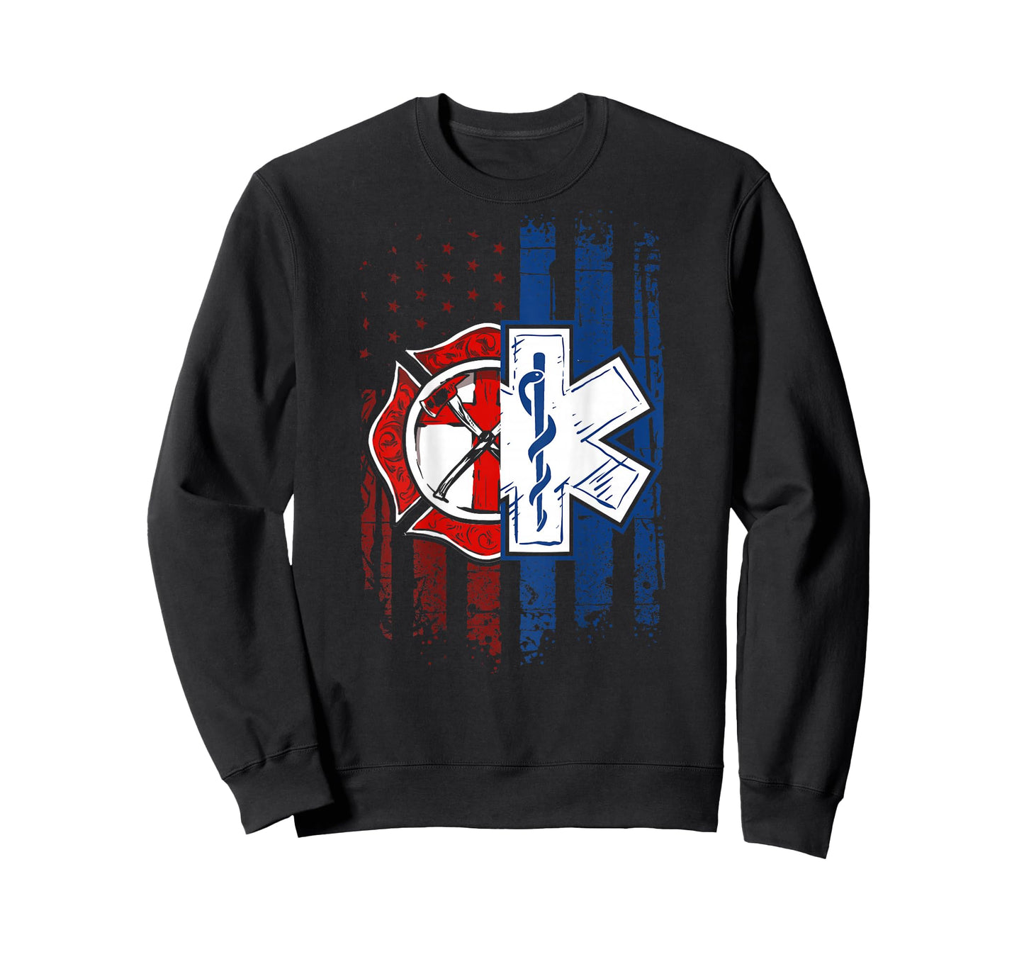 Patriotic Paramedic Firefighter EMT USA Flag EMS T-Shirt
