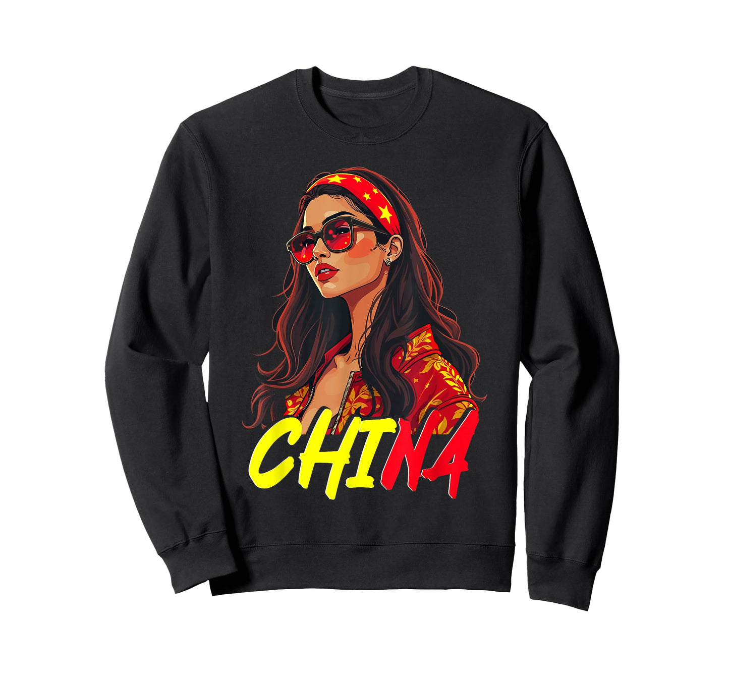 China Flag Woman Sunglasses Girl China T-Shirt