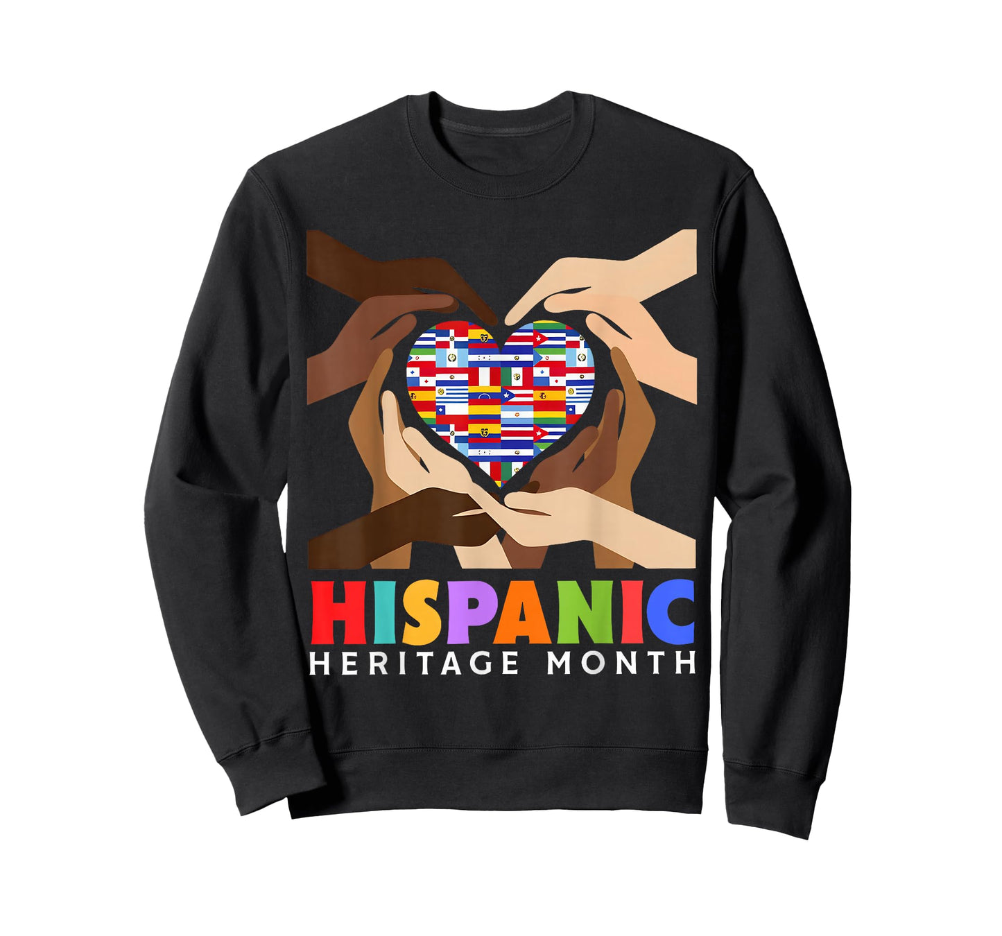 Latin Countries Heart Hands Flags Hispanic Heritage Month T-Shirt