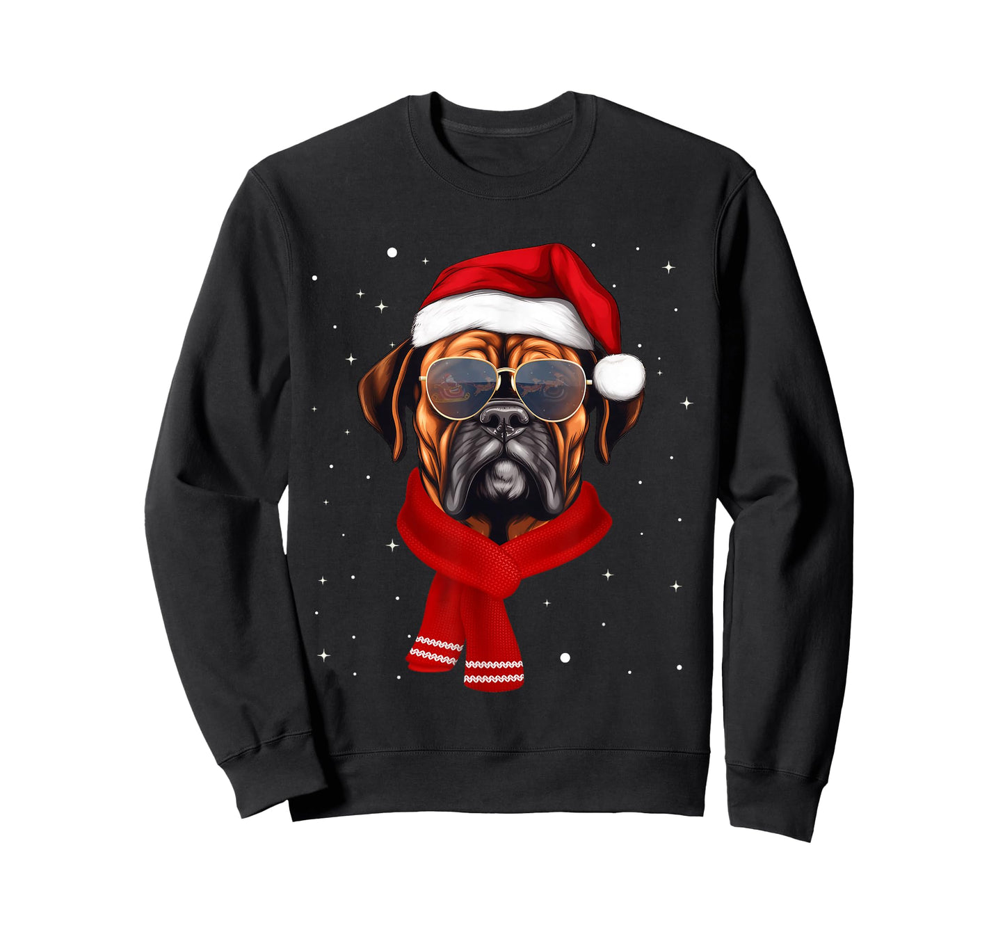 Funny Boxer Dog Christmas Lights Xmas Outfit Pajama Matching T-Shirt