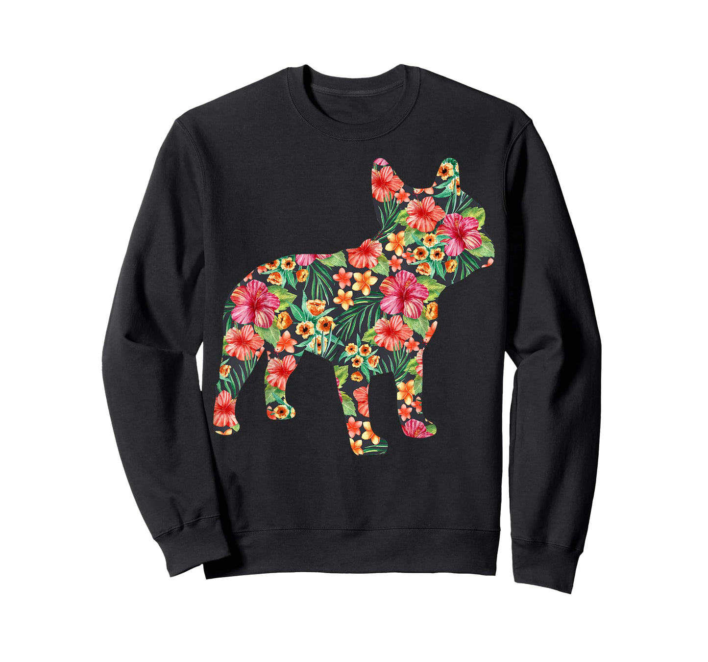 French Bulldog Flower Floral Frenchie Dog Silhouette Dog Pet T-Shirt