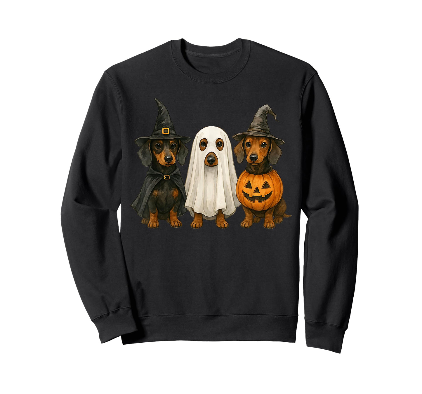 Dachshund Halloween Wiener Dog Pumpkin Weenie Witch Ghost T-Shirt