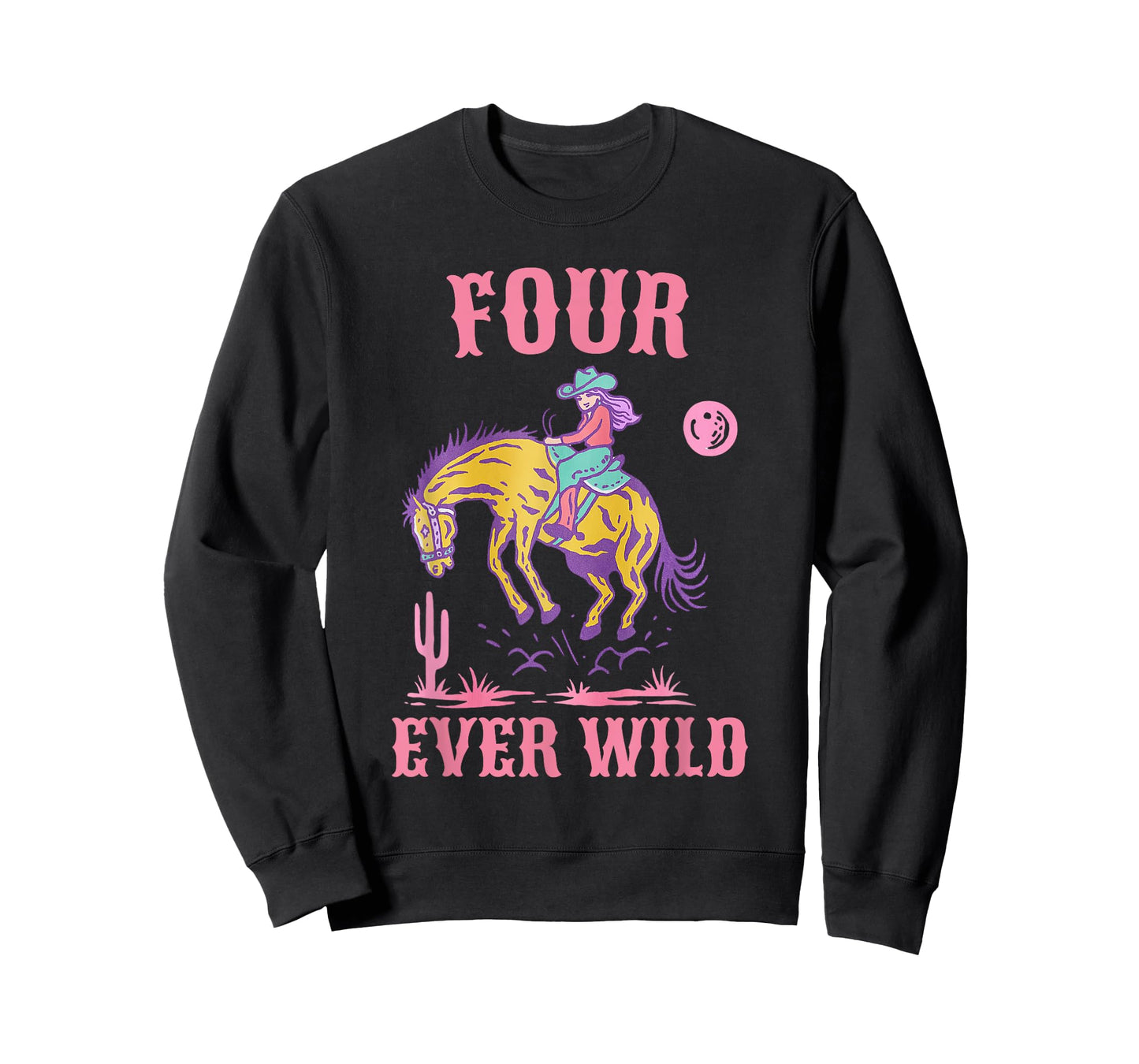 Kids Four Ever Wild Cowgirl Western Rodeo 4th Birthday girl T-Shirt