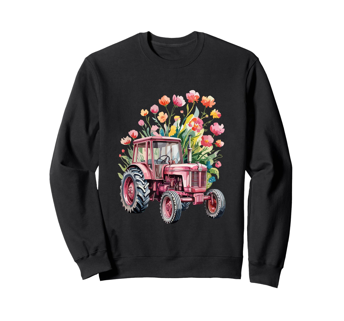 Floral Flower Pink Tractor Country Farm Girl T-Shirt