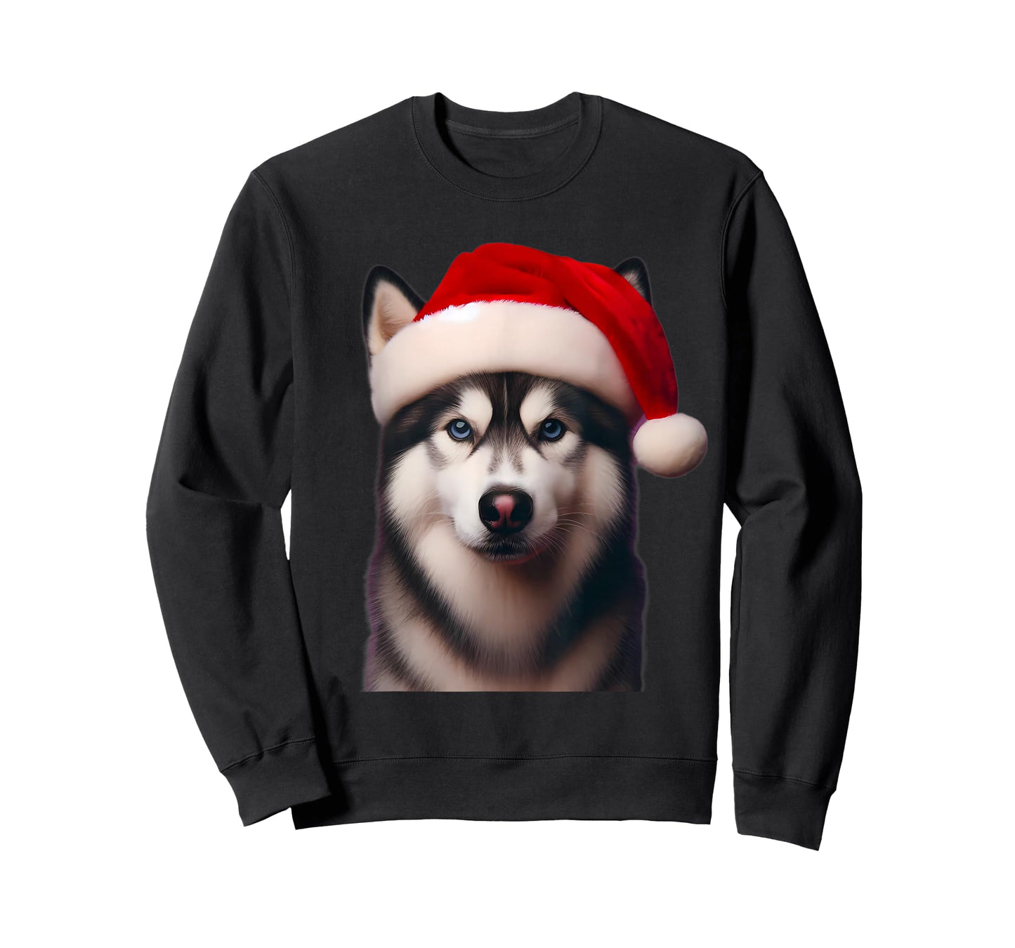 Siberian Husky With Santa Hat Christmas Xmas Dog Owner Lover T-Shirt