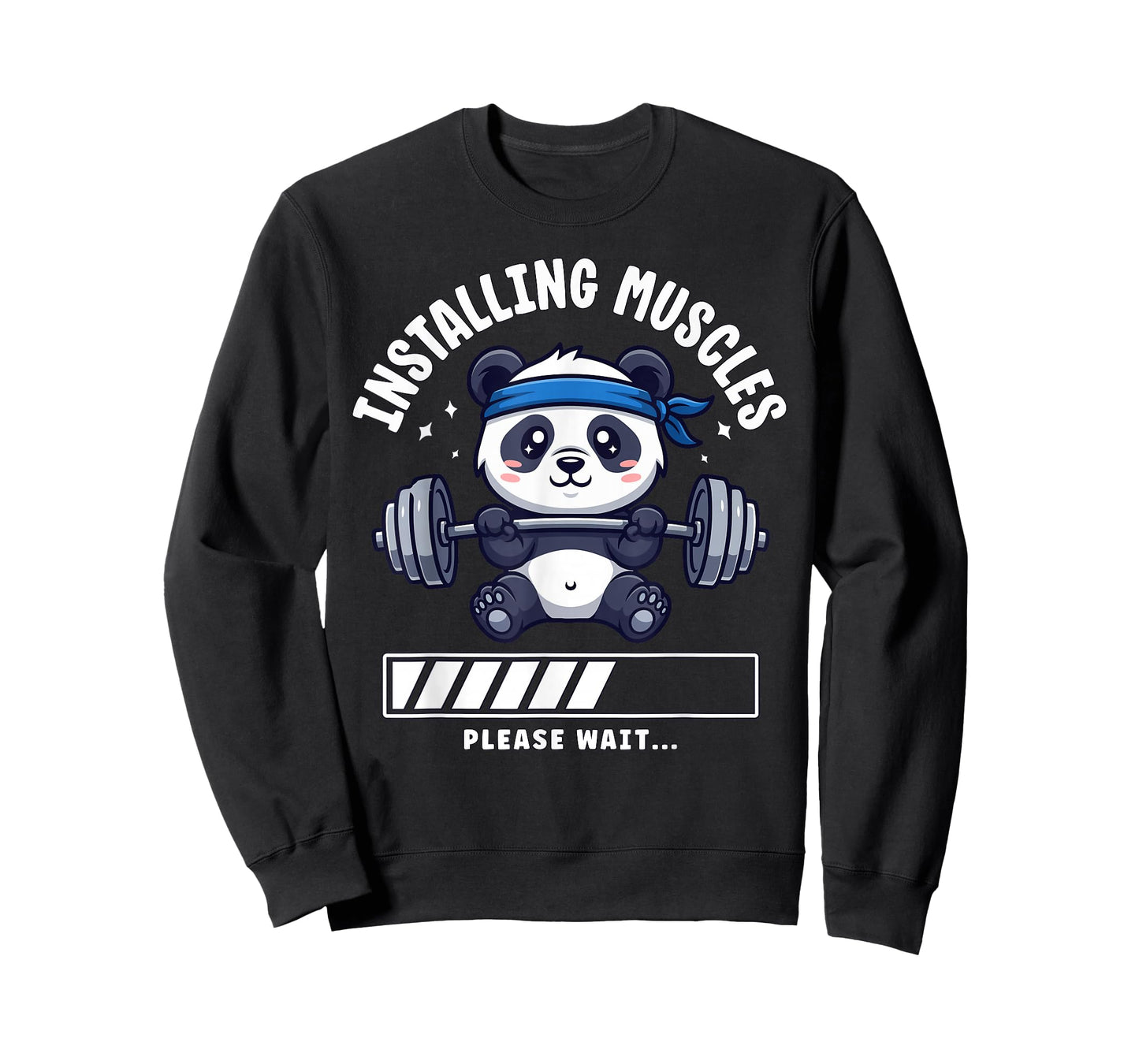 Funny Panda Installing Muscles Gym Workout Humor T-Shirt