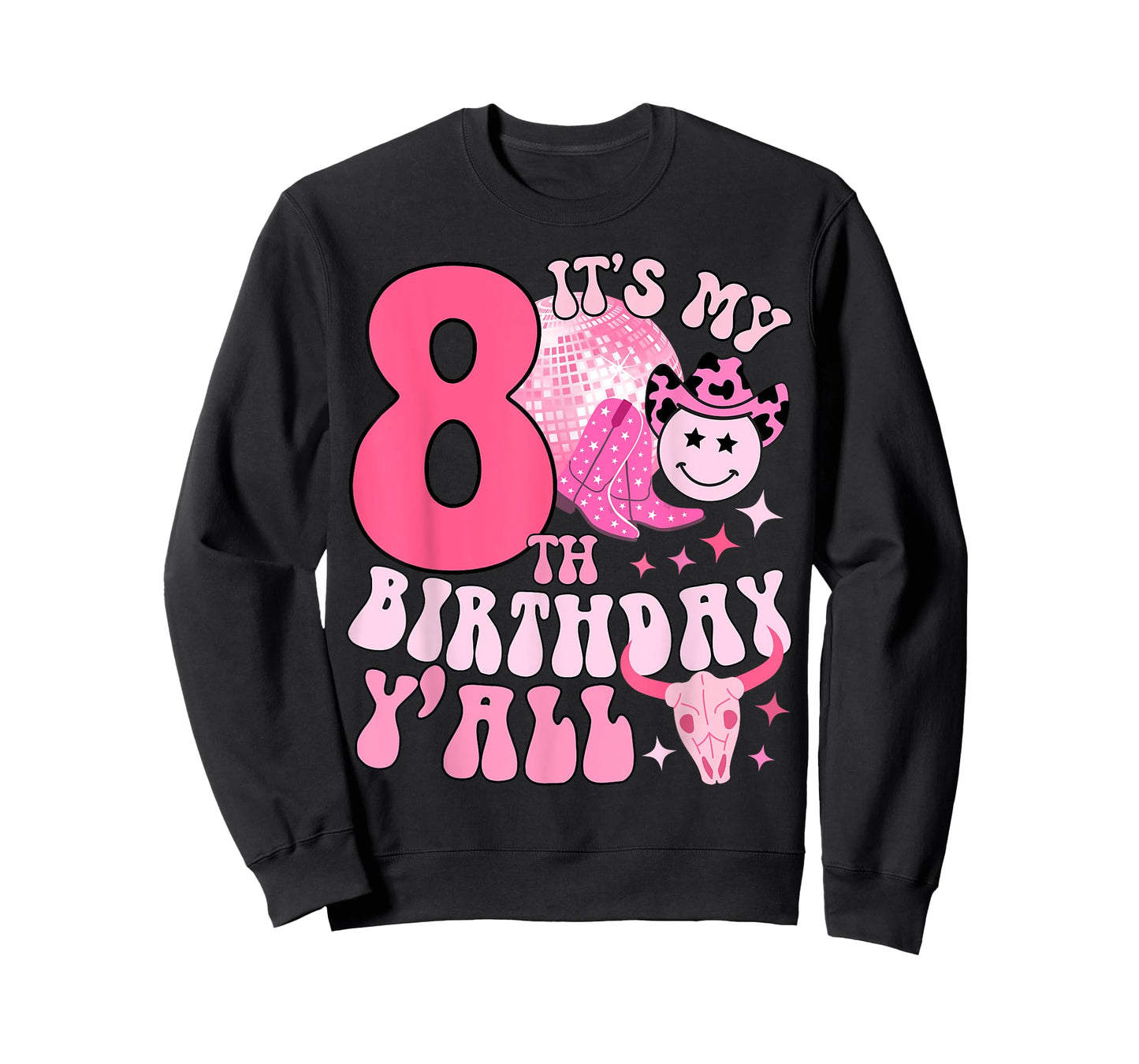8th girls women western birthday tee cowgirl party boots T-Shirt