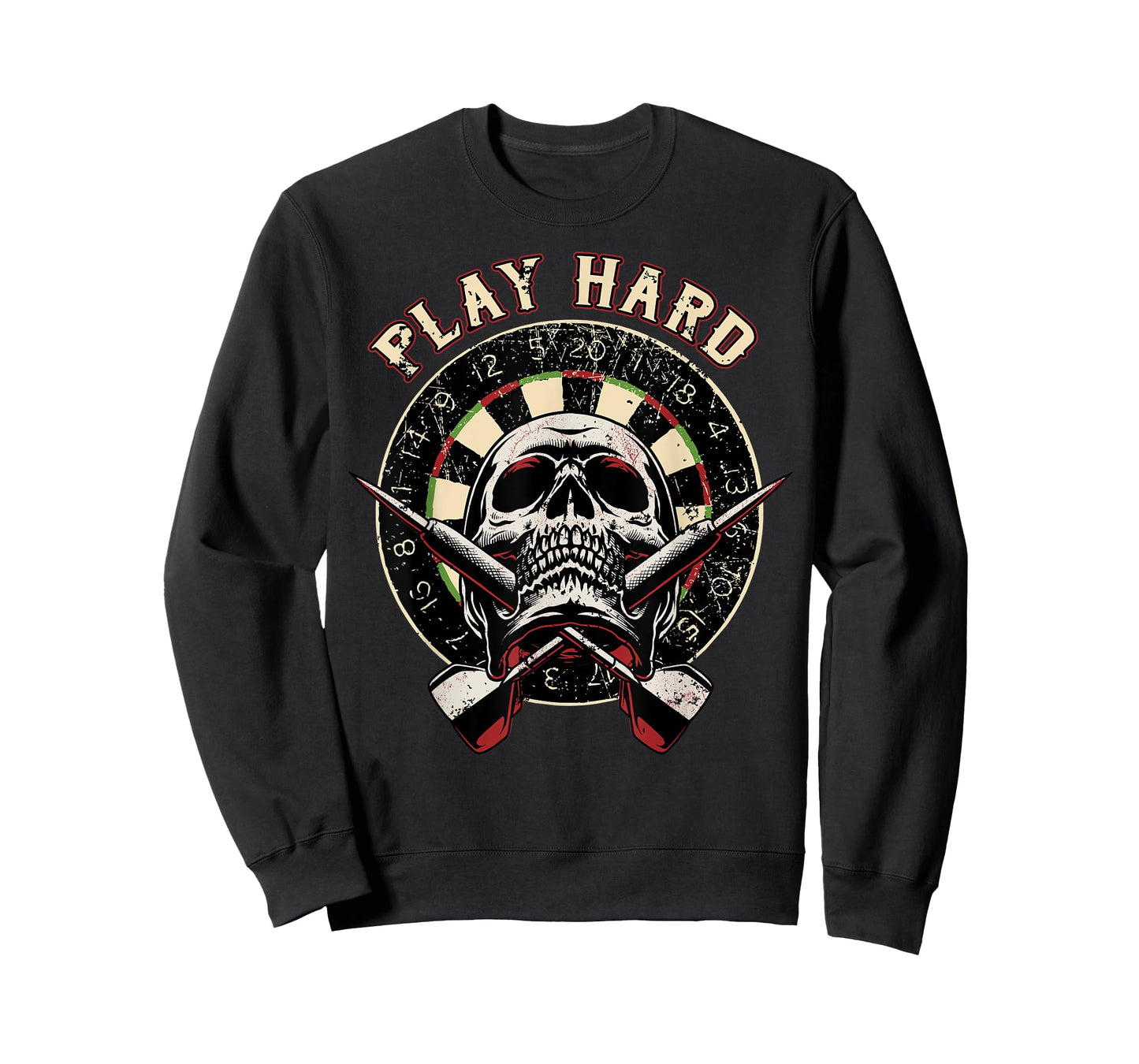 Play Hard Skull Arrow dartboard bullseye Team - Darts T-Shirt