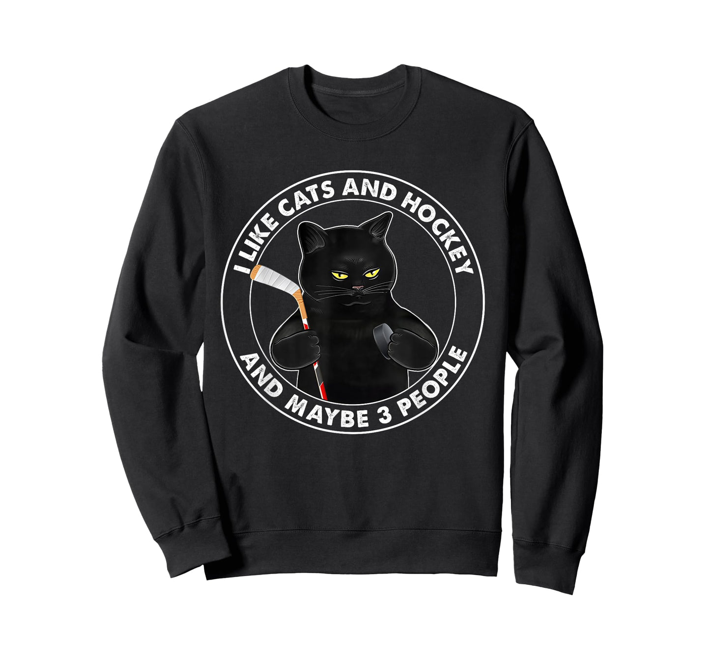 I Like Cats and Hockey and Maybe 3 People Funny Black Cats T-Shirt