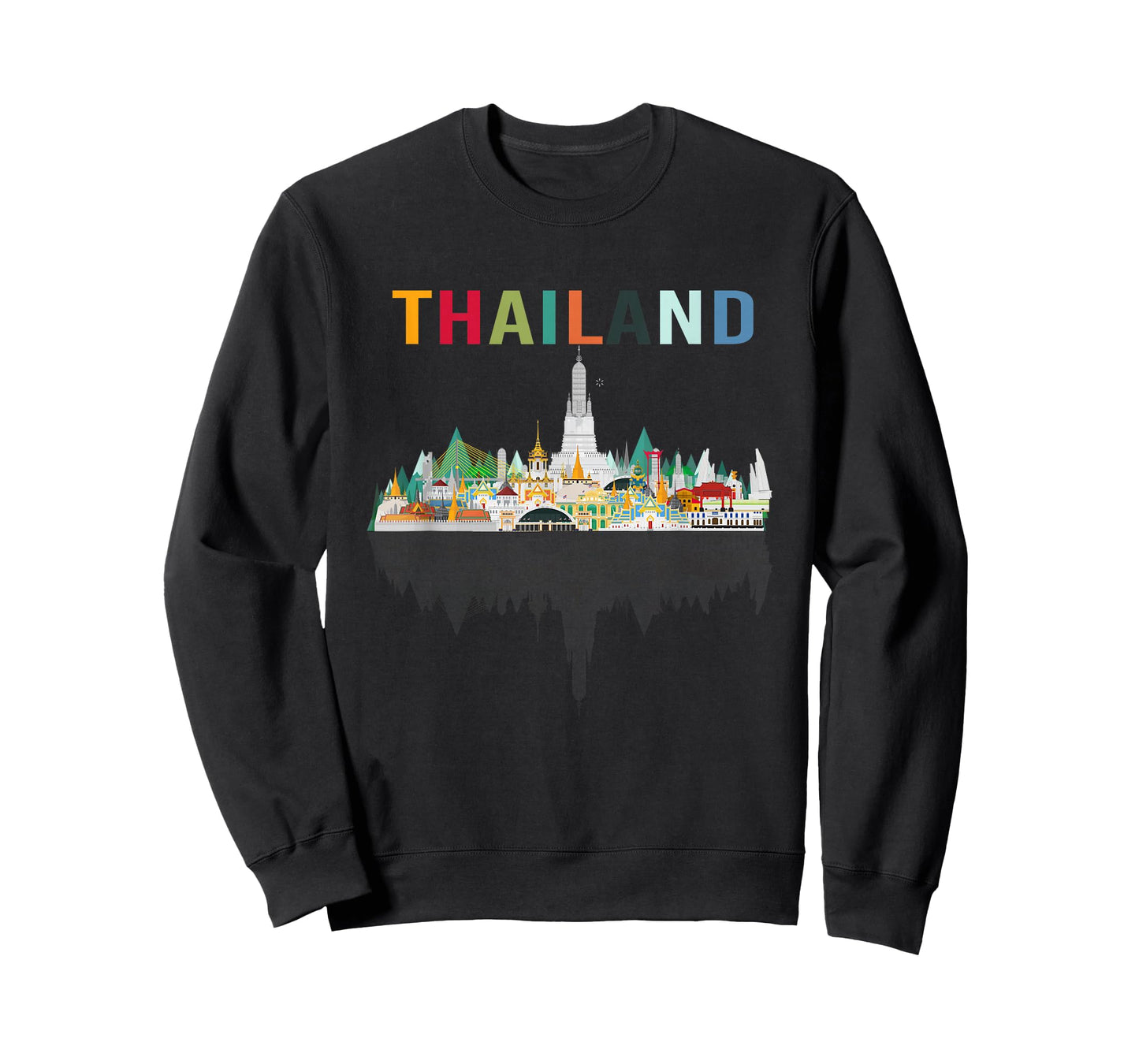 Bangkok Travel Thailand Gift Idea Unisex-Adults Black Thai Flag T-Shirt Small