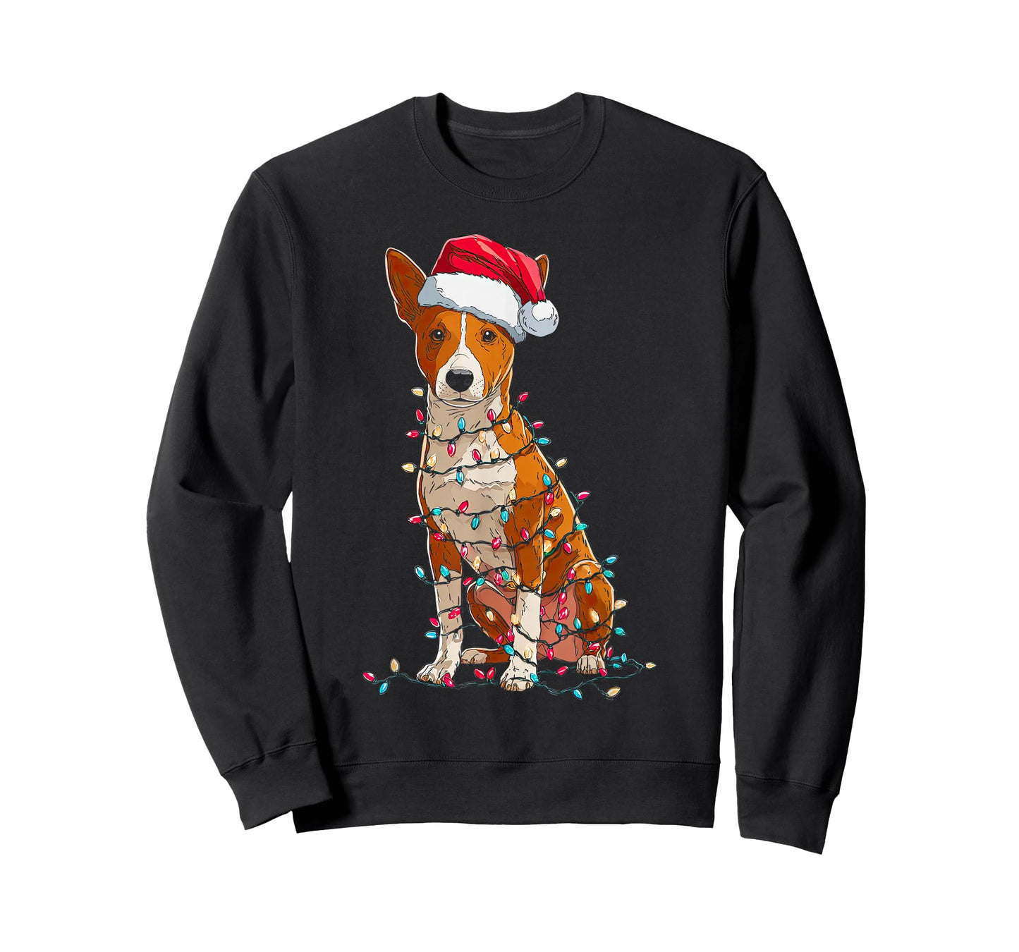 Funny Basenji Christmas Graphics Dog Lights Lover T-Shirt
